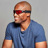 Lunettes rouges SafetyBlue bloquant la lumière nocturne pour une transition vers le sommeil