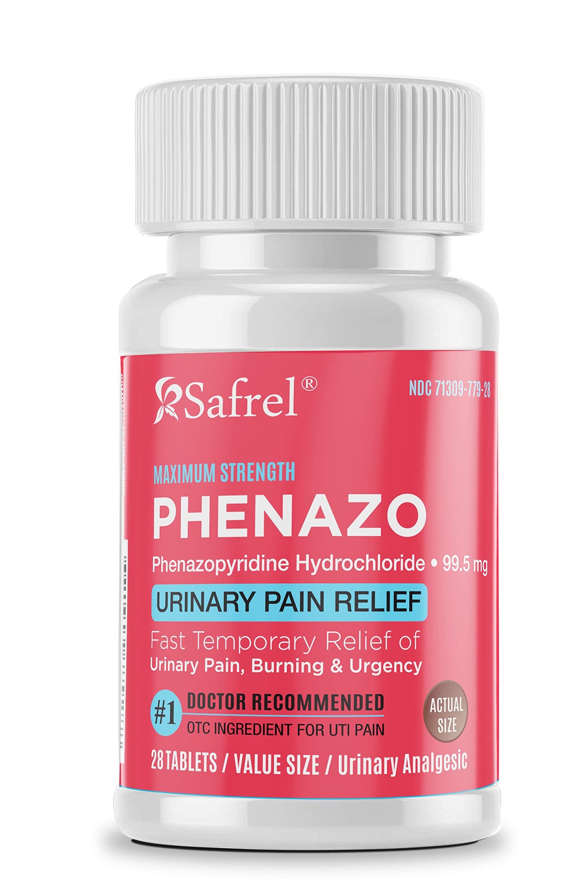 Safrel tablettes phenazopyridine 99,5 mg pour relief rapide de douleur urinaire