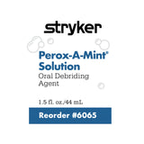 Sage Perox-A-Mint, étiquette menthe, offre une haleine fraîche sans alcool.