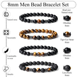 Bracelet Sahoottie pierre lave 8mm, texture naturelle et durable