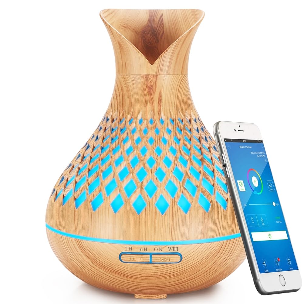 SAIHGUUI diffuseur d'arômes connecté 500 ml pour une ambiance apaisante et programmable.