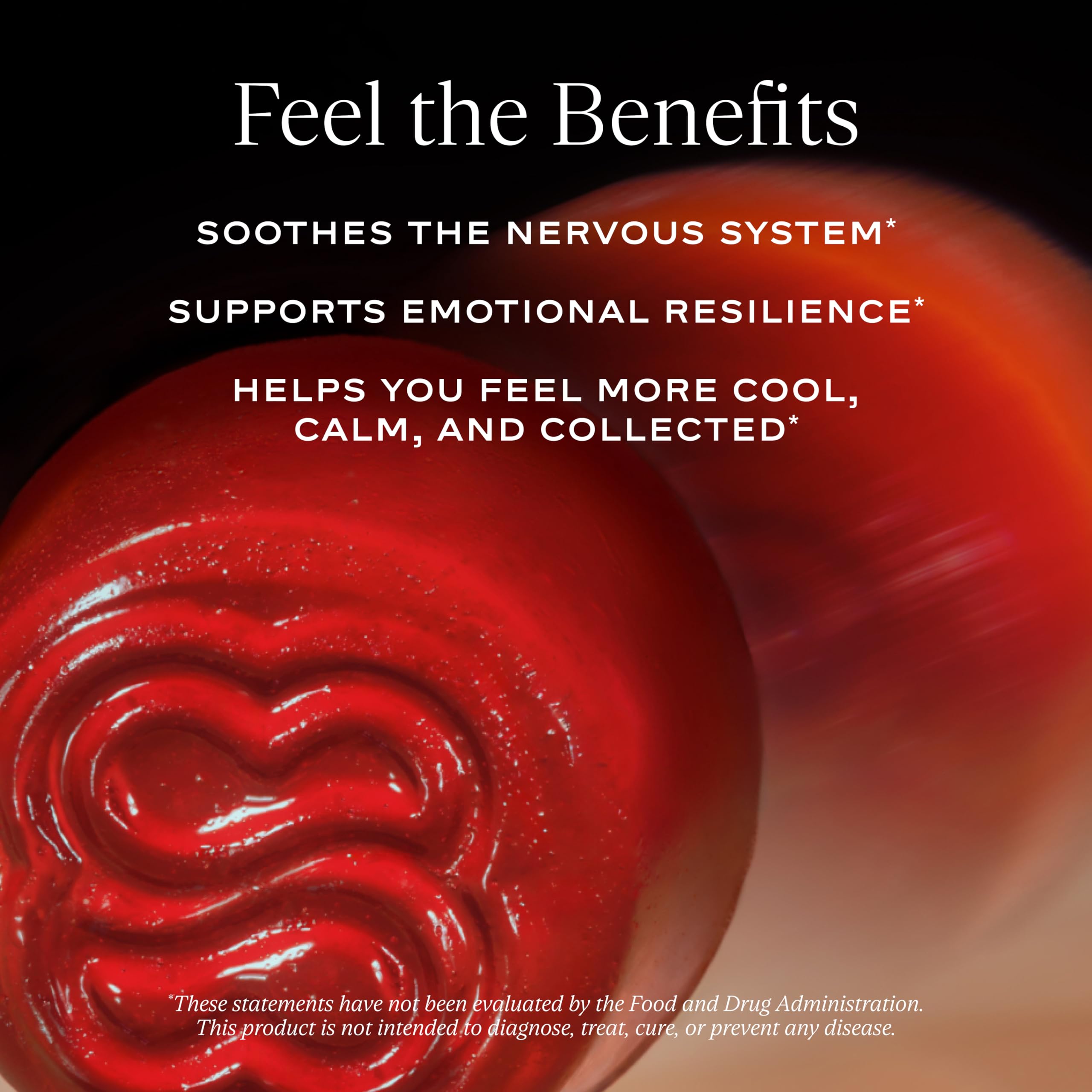SAKARA Serene State – bonbons rouges qui évoquent détente et équilibre émotionnel.