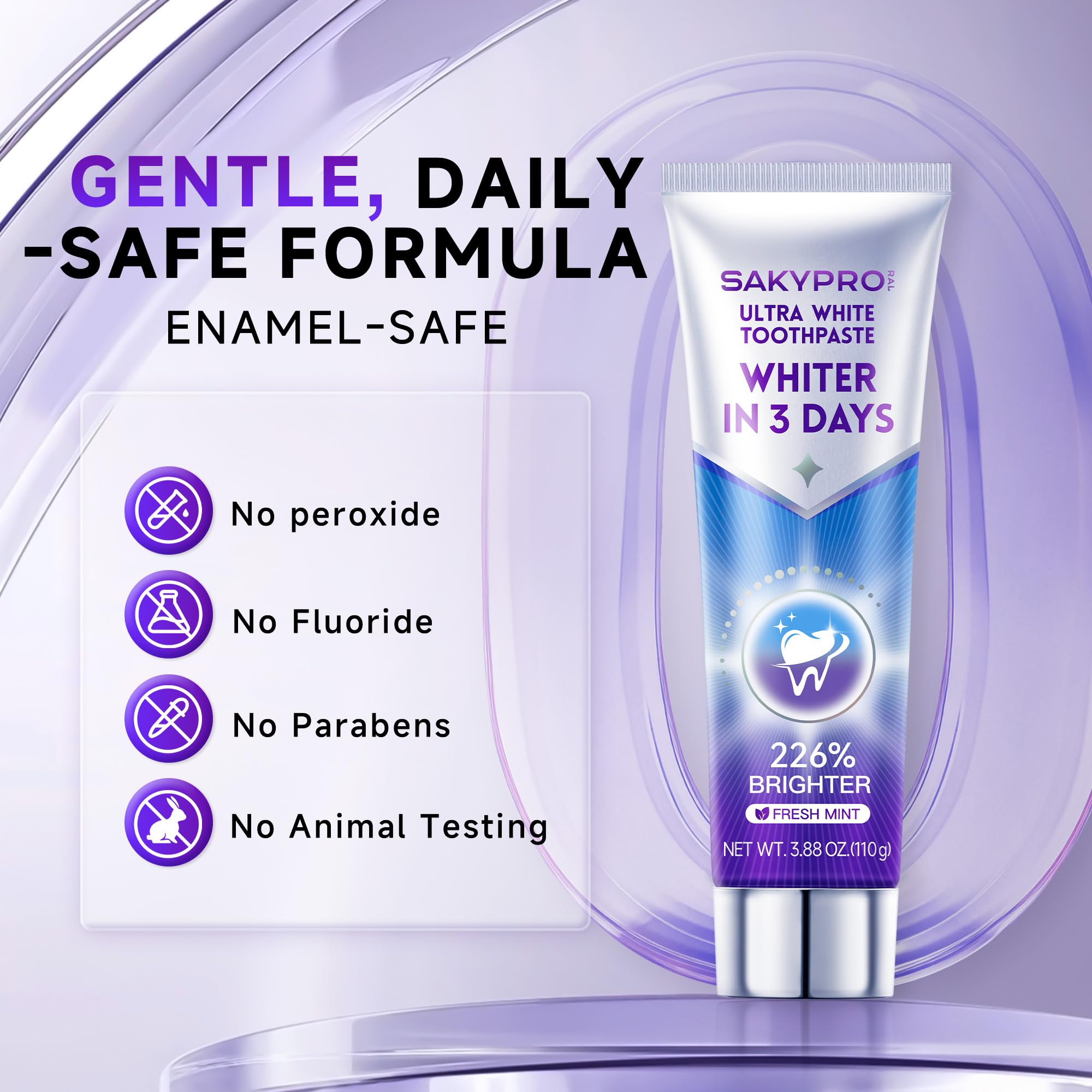 Sakyproral Purple: goût menthe frais et finition lisse.