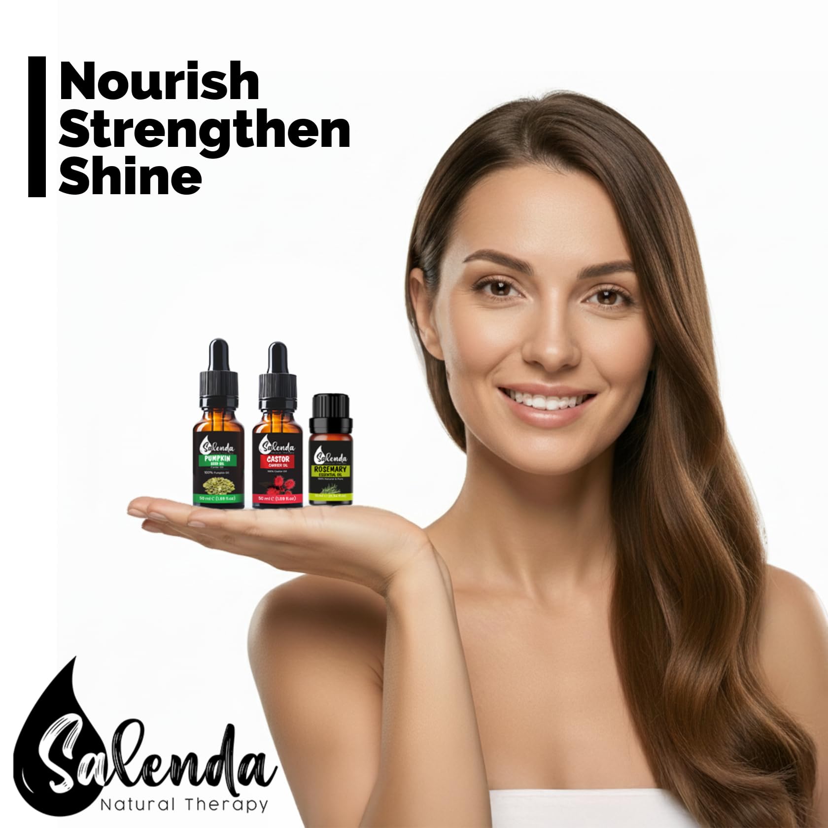 SALENDA huile de ricin — kit de démarrage pratique pour routine beauté.