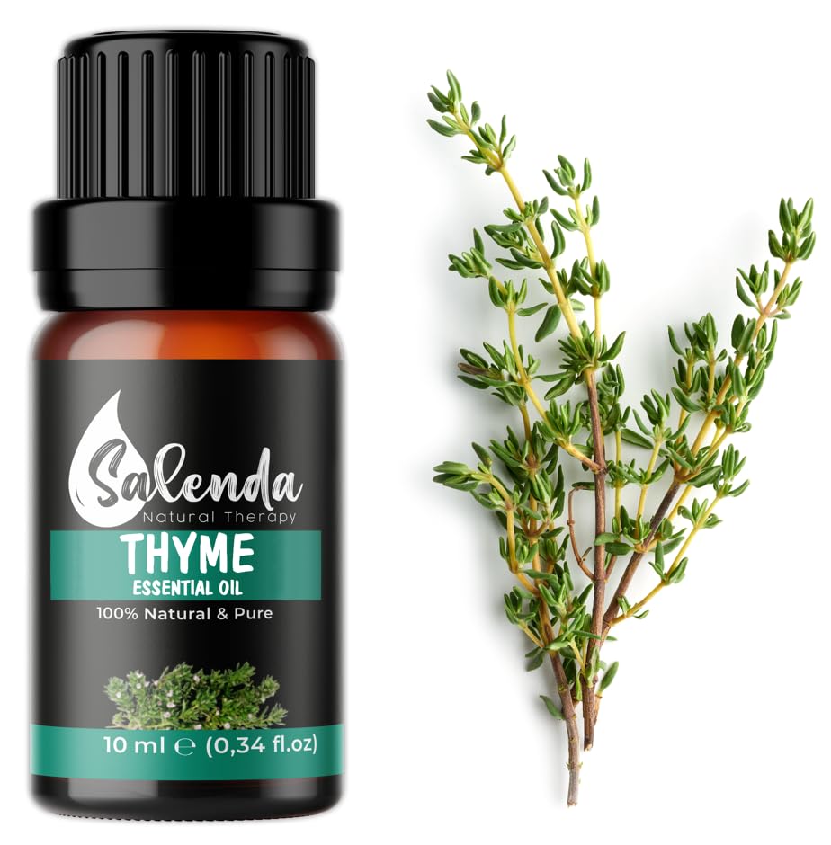Salenda huile thym bouteille pure, diffusion naturelle et parfum herbacé.