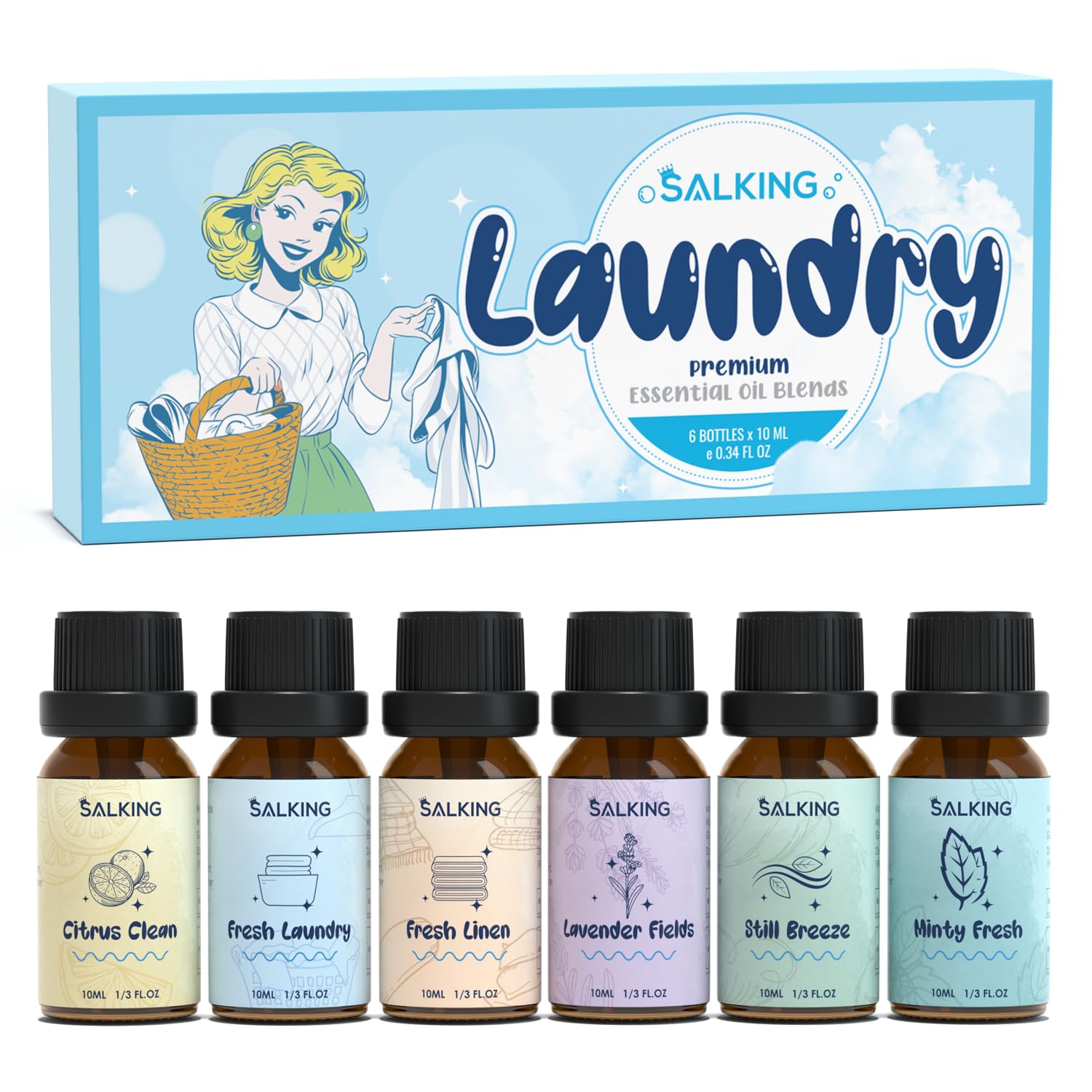 SALKIN coffret huiles parfum lavage, arômes durables pour le linge