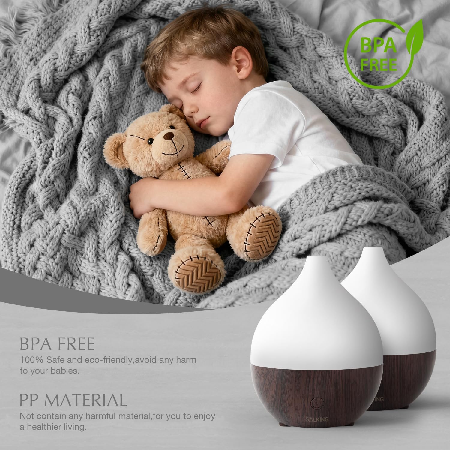 Deux diffuseurs compacts SALKING parfaits pour chambre et espace de travail.