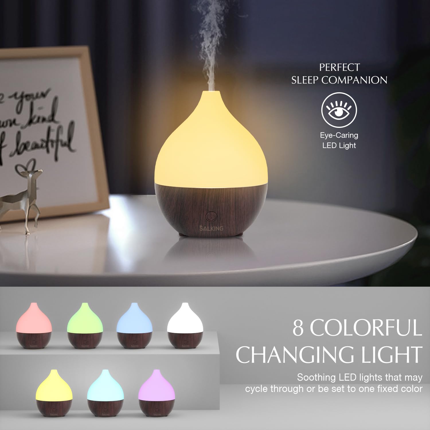 Diffuseur SALKING essential ensemble sombre pour chambre et bureau, usage polyvalent.