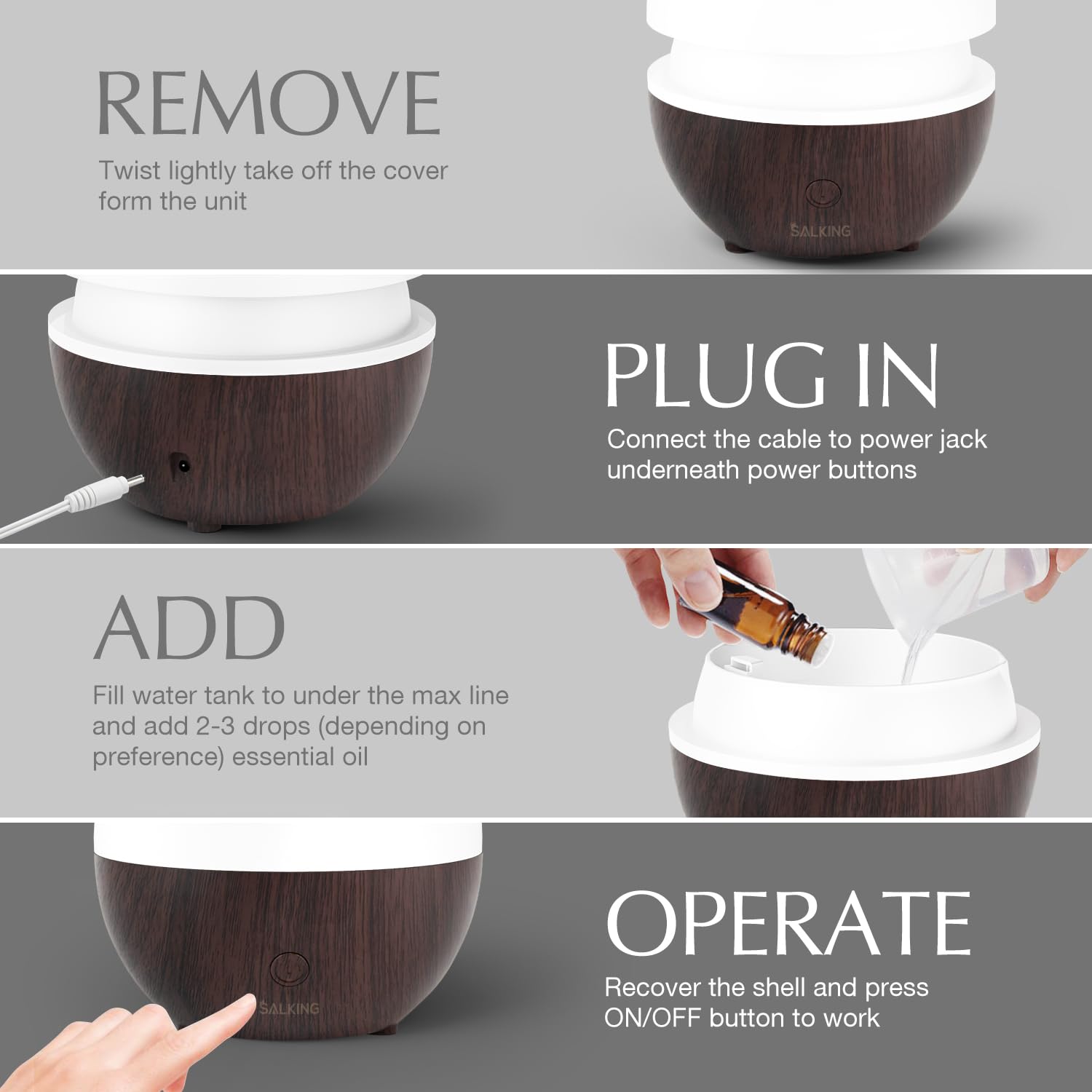 SALKING diffuseur portable pour aromathérapie en voyage et au travail