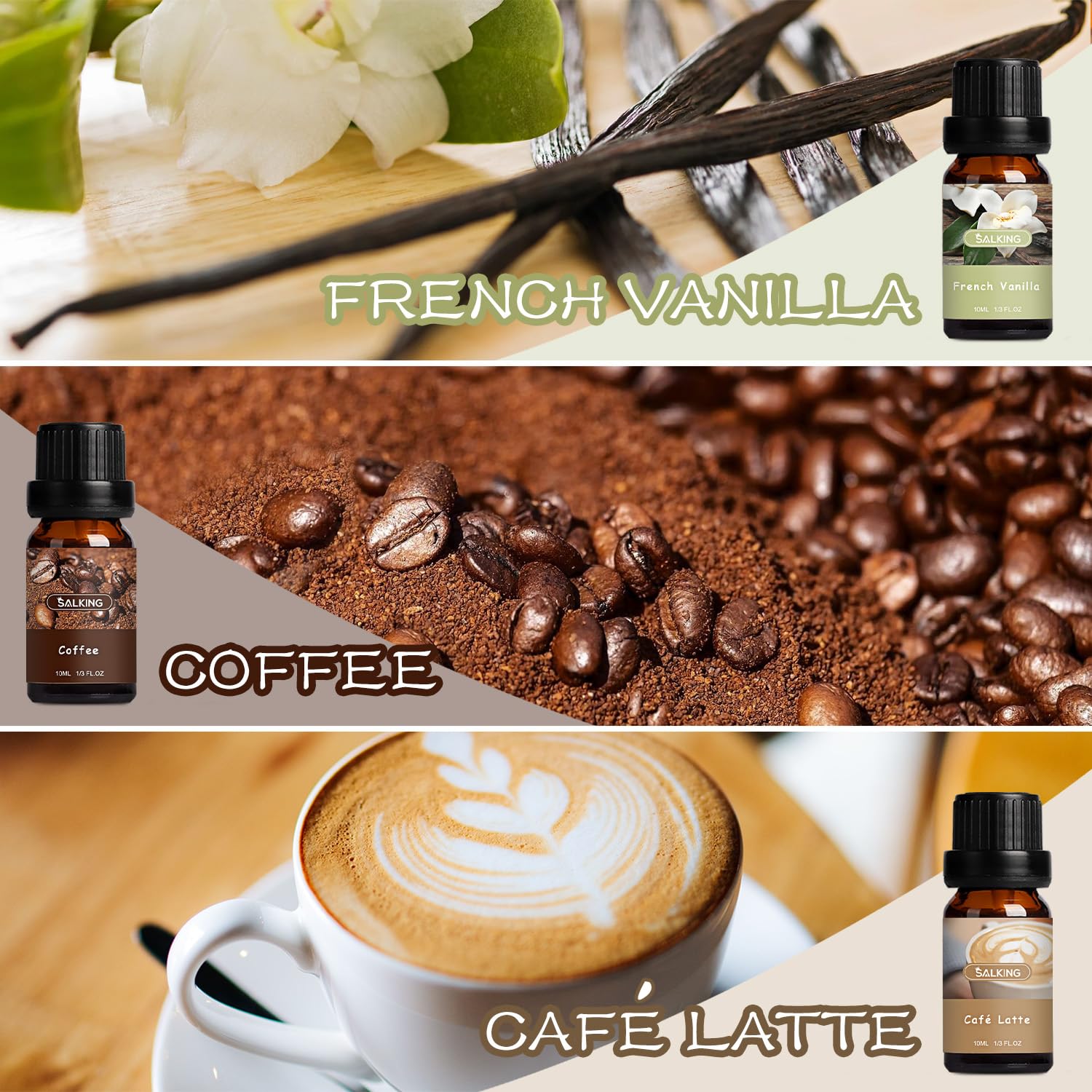 SALKING Café latte : bouteille aromatique pour diffusion chaleureuse