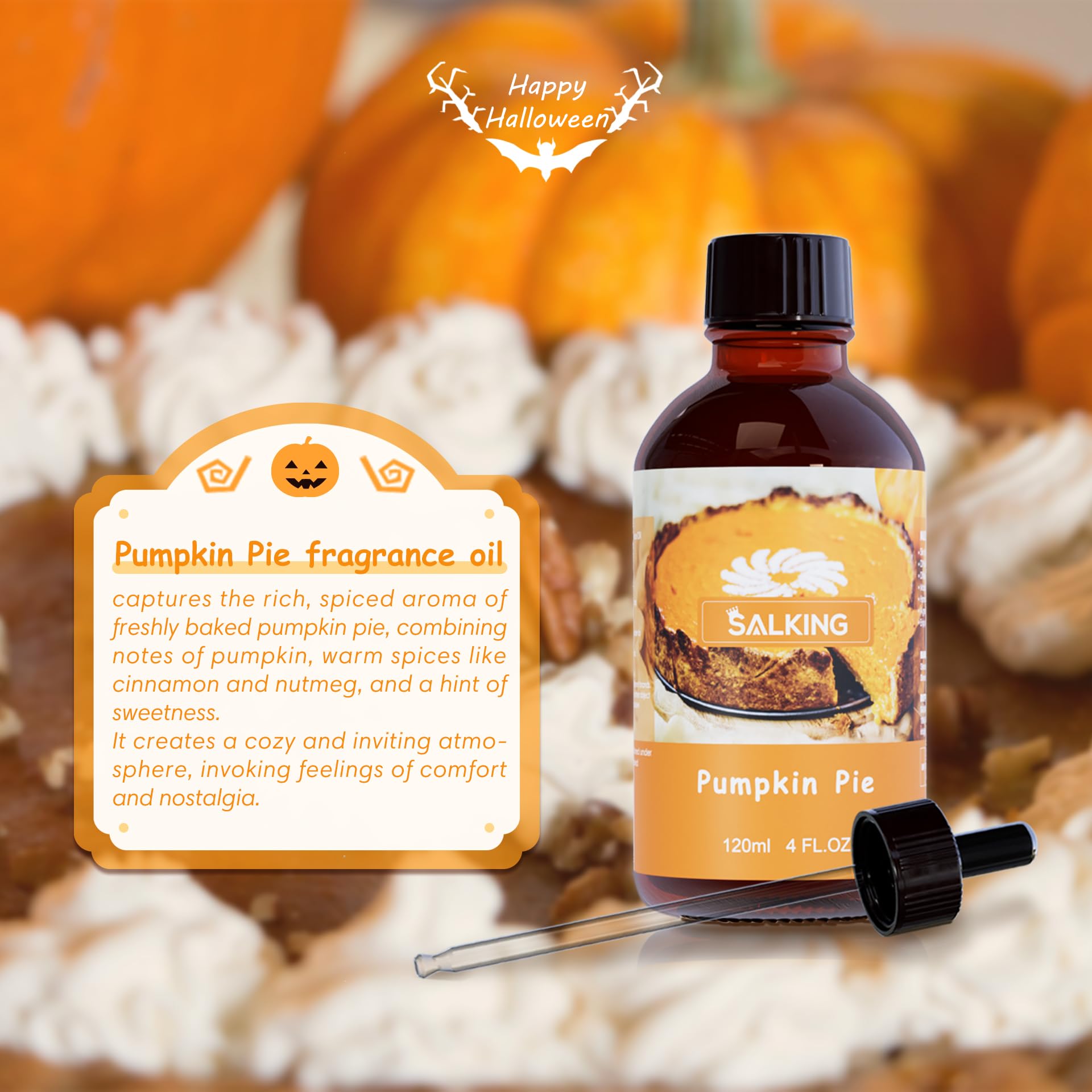 SAL KING huile parfumante tarte citrouille pour diffuseur, parfum durable et enveloppant.