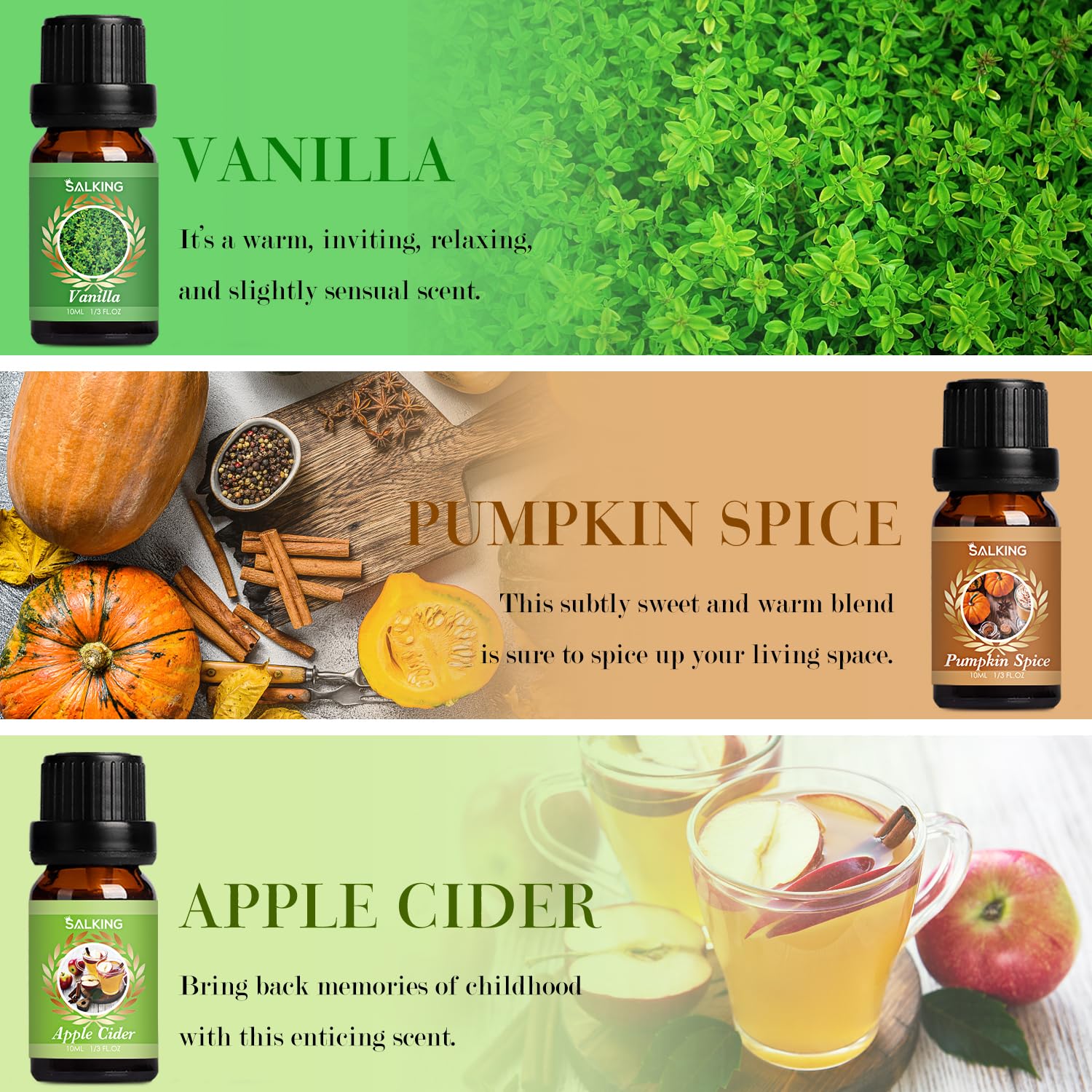 SALKING cidre de pomme: parfum frais pour diffusion automne.