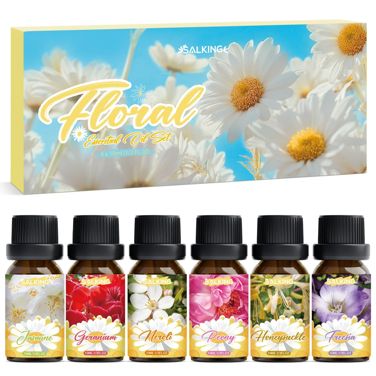 SALKING Jasmine – flacon 10 ml, diffusion aromatique durable pour un parfum floral dans la pièce.