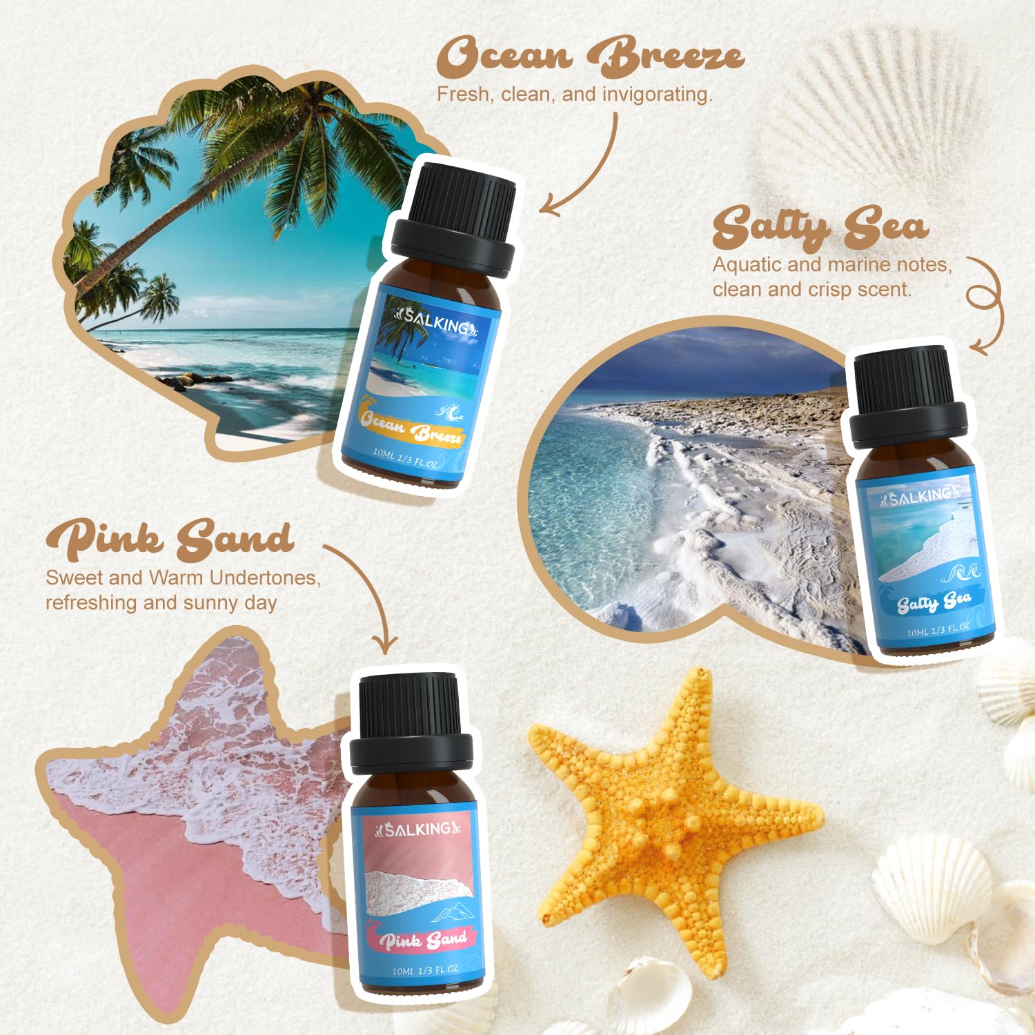 SALKING sable-rose en bouteille – parfum chaleureux pour ambiance estivale.