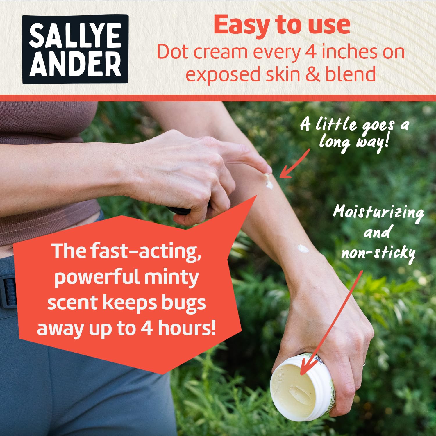 SALLYEANDER No Bite Me – Utilisation en camping pour une protection légère.