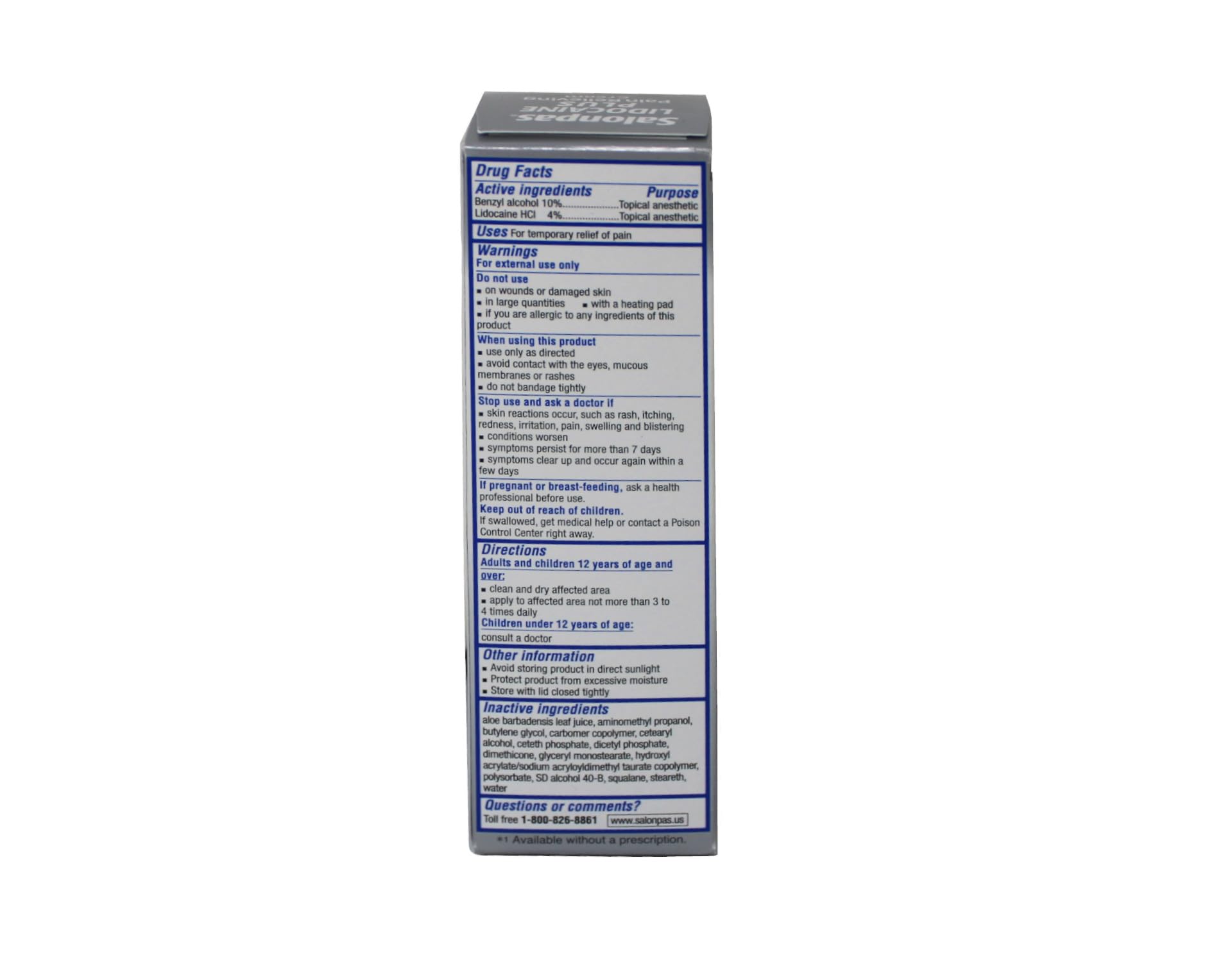 Salonpas Crème Lidocaïne Plus, texture inodore, usage sans parfum sur les zones douloureuses.