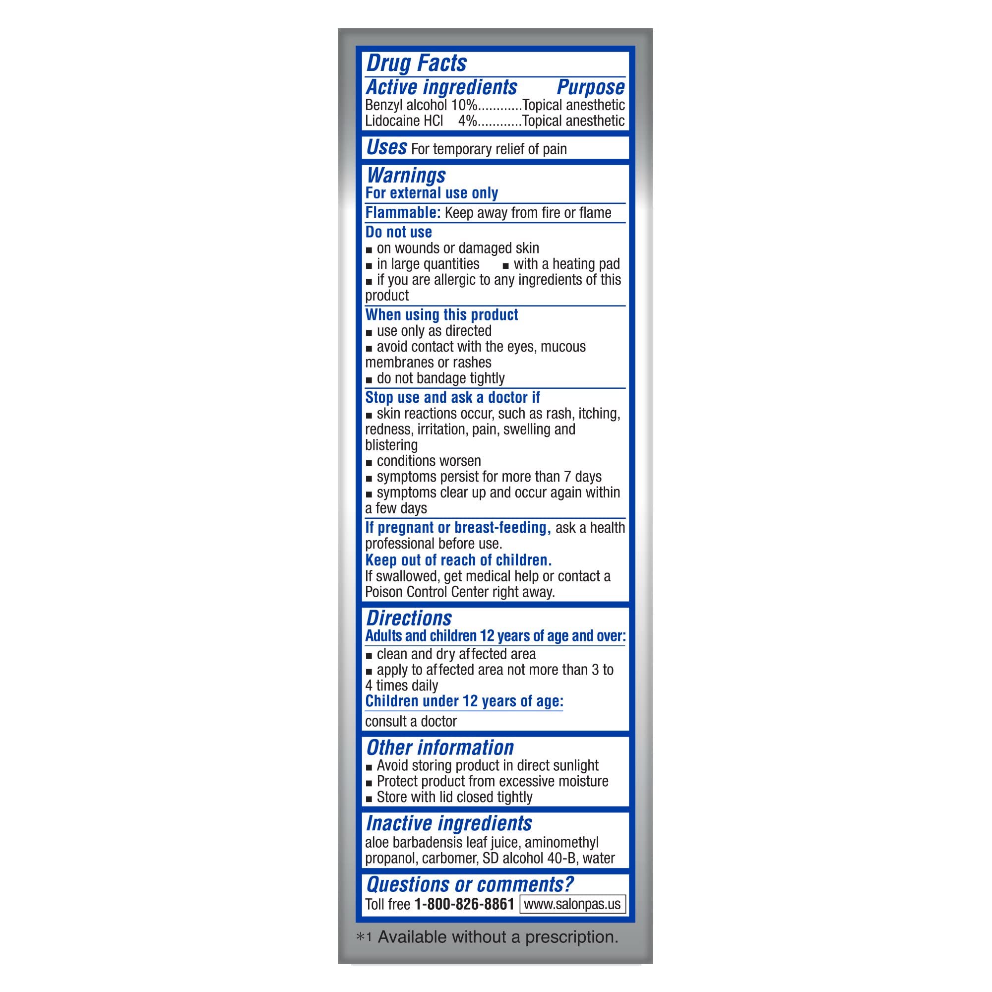 Salonpas Lidocaïne Plus – origine États‑Unis, fabrication de qualité.