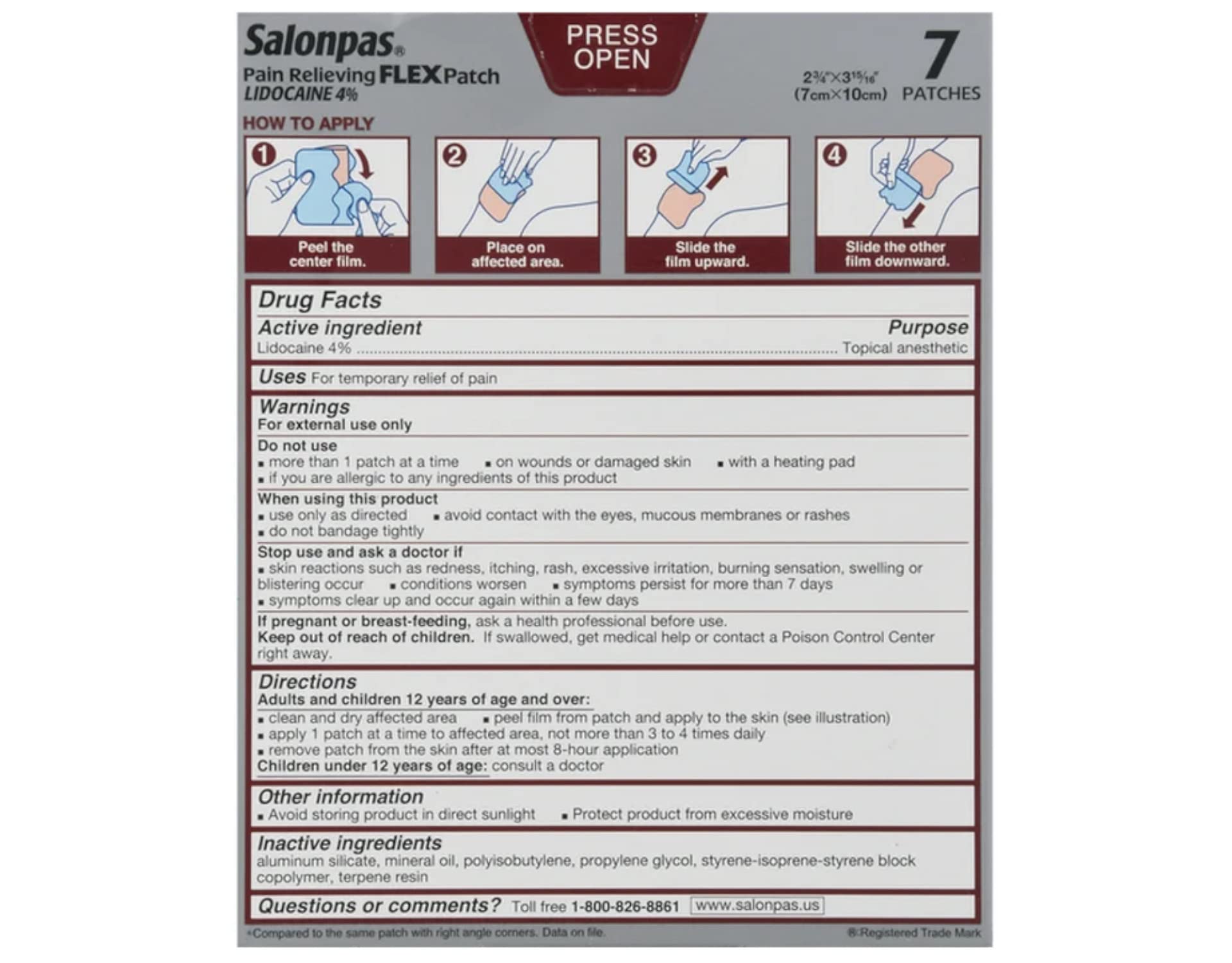 Patch Salonpas durée jusqu’à 8 heures pour une utilisation pratique.