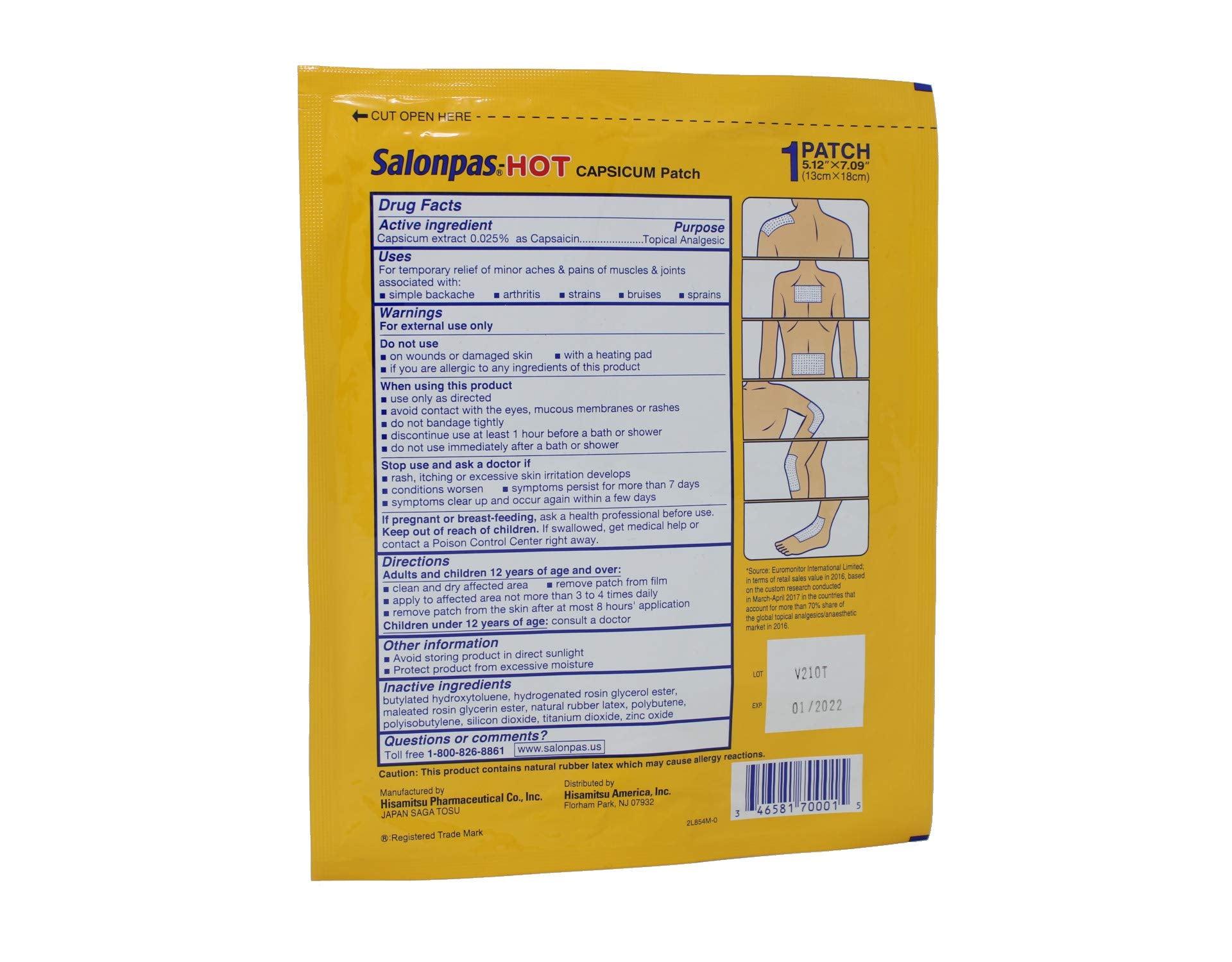 Salonpas Patch Chaud au Capsicum, pack de 3, pratique à avoir.