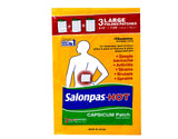 Patch Salonpas appliqué sur l’épaule, chaleur localisée pour les muscles