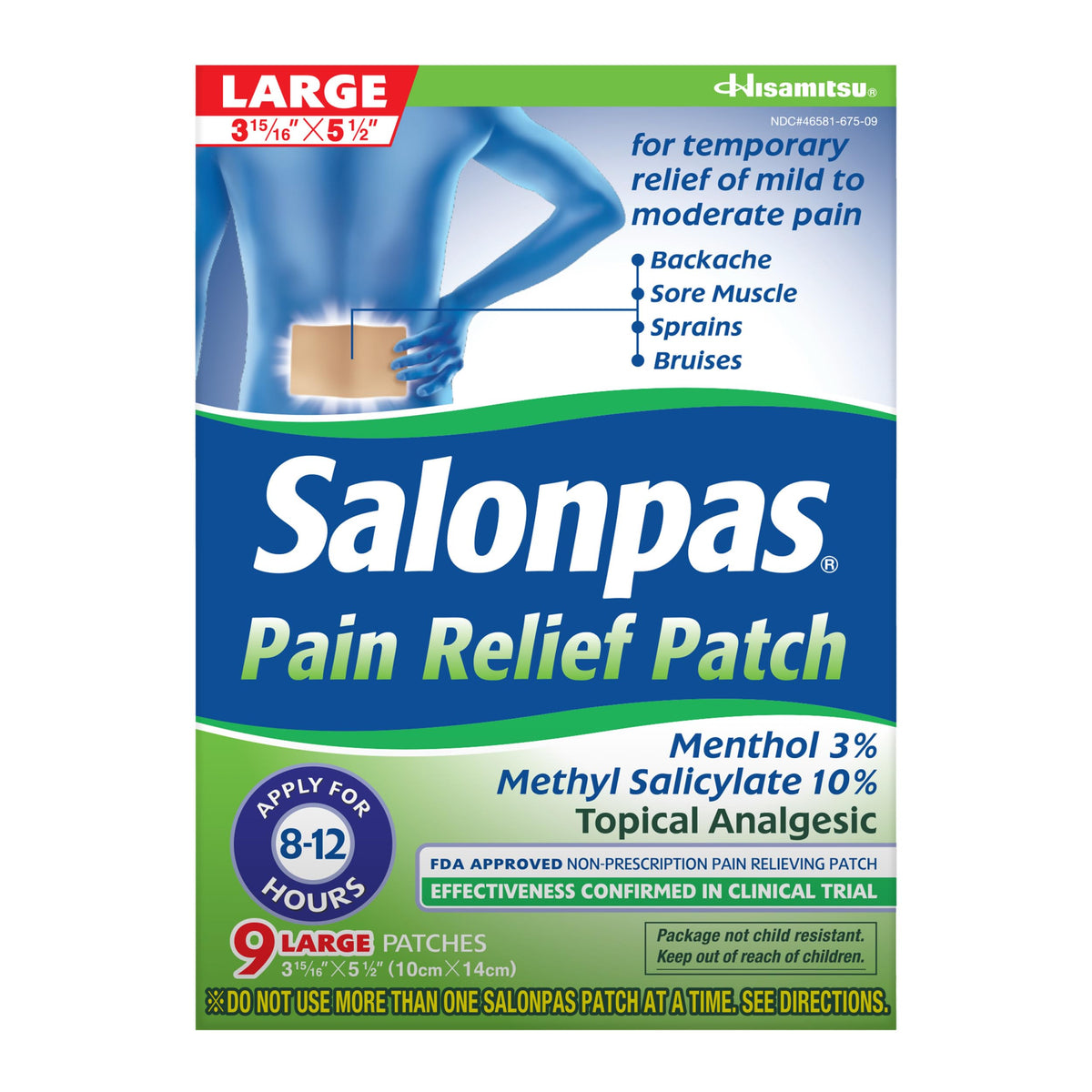 Patch Salonpas relief-douleur-dos pour un soulagement ciblé.
