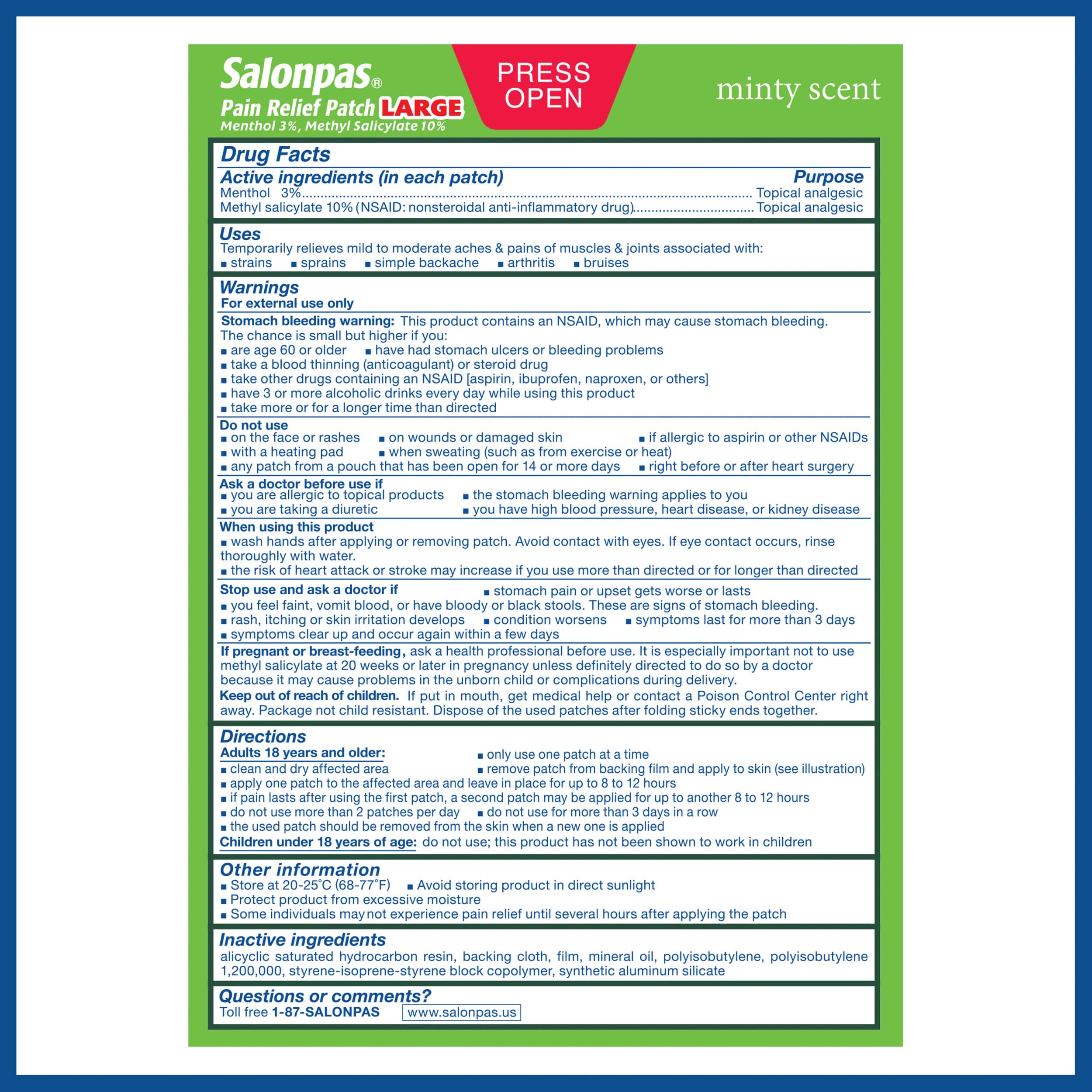 Patch Salonpas usage quotidien après activité sportive ou travail physique.