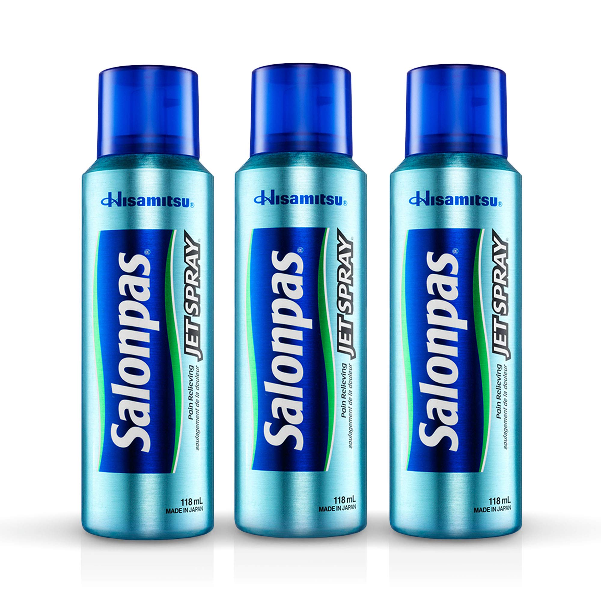Salonpas Spray Jet – bouteille 118 ml, format pratique pour usages répétés.