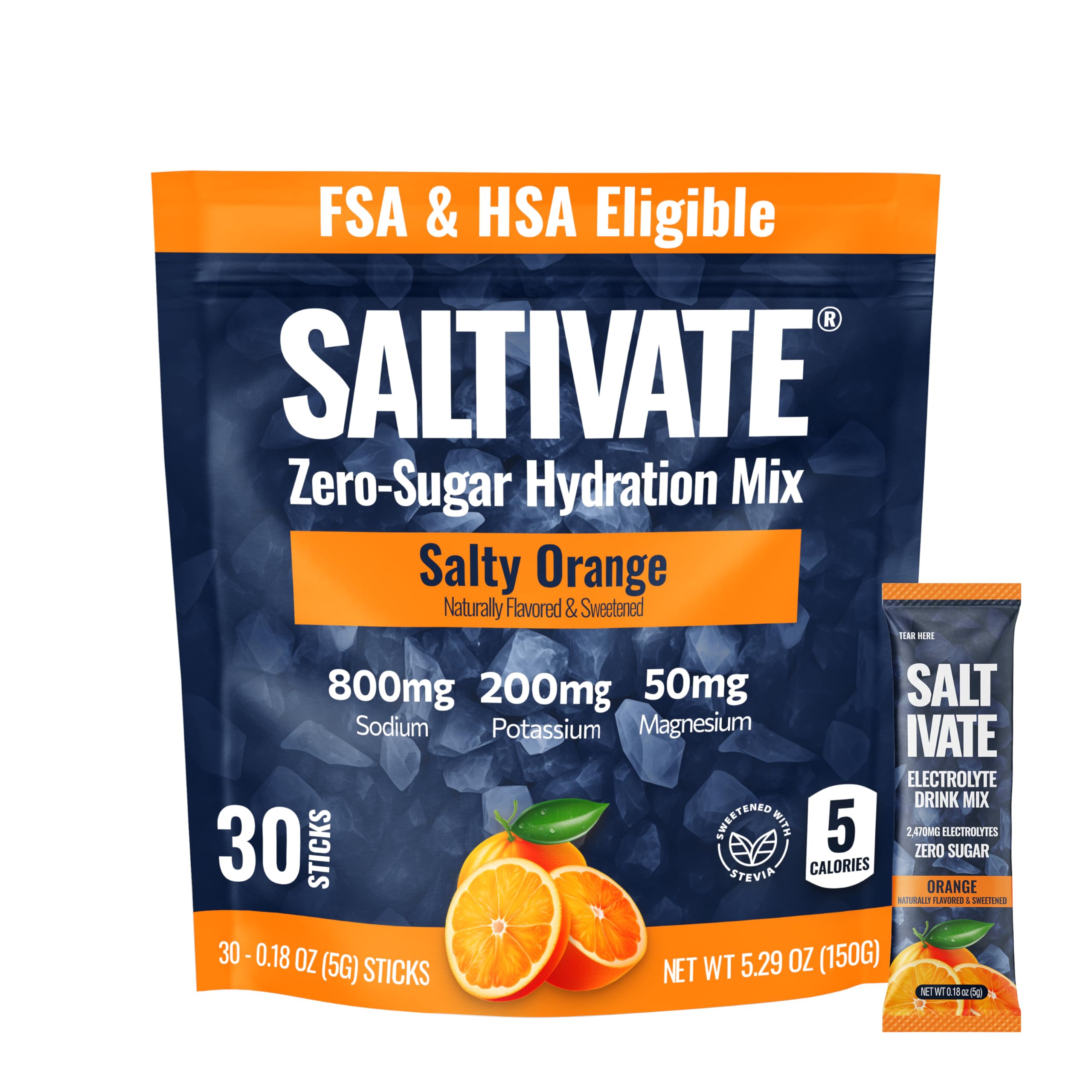 Saltivate sachet electrolytes orange, hydratation rapide pendant l'effort.