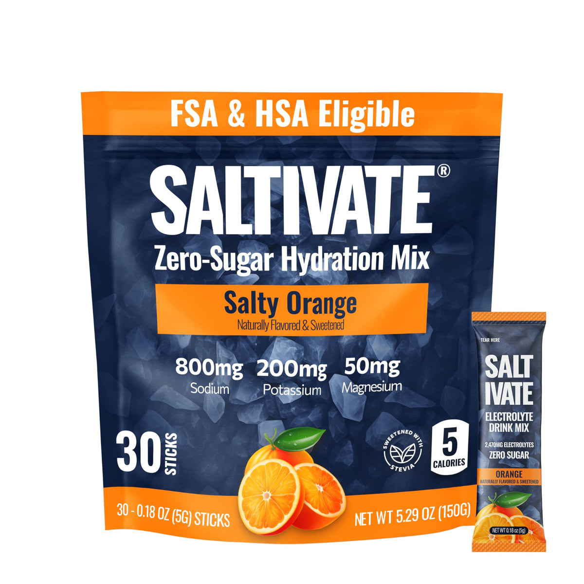 Saltivate sachet electrolytes orange, hydratation rapide pendant l'effort.