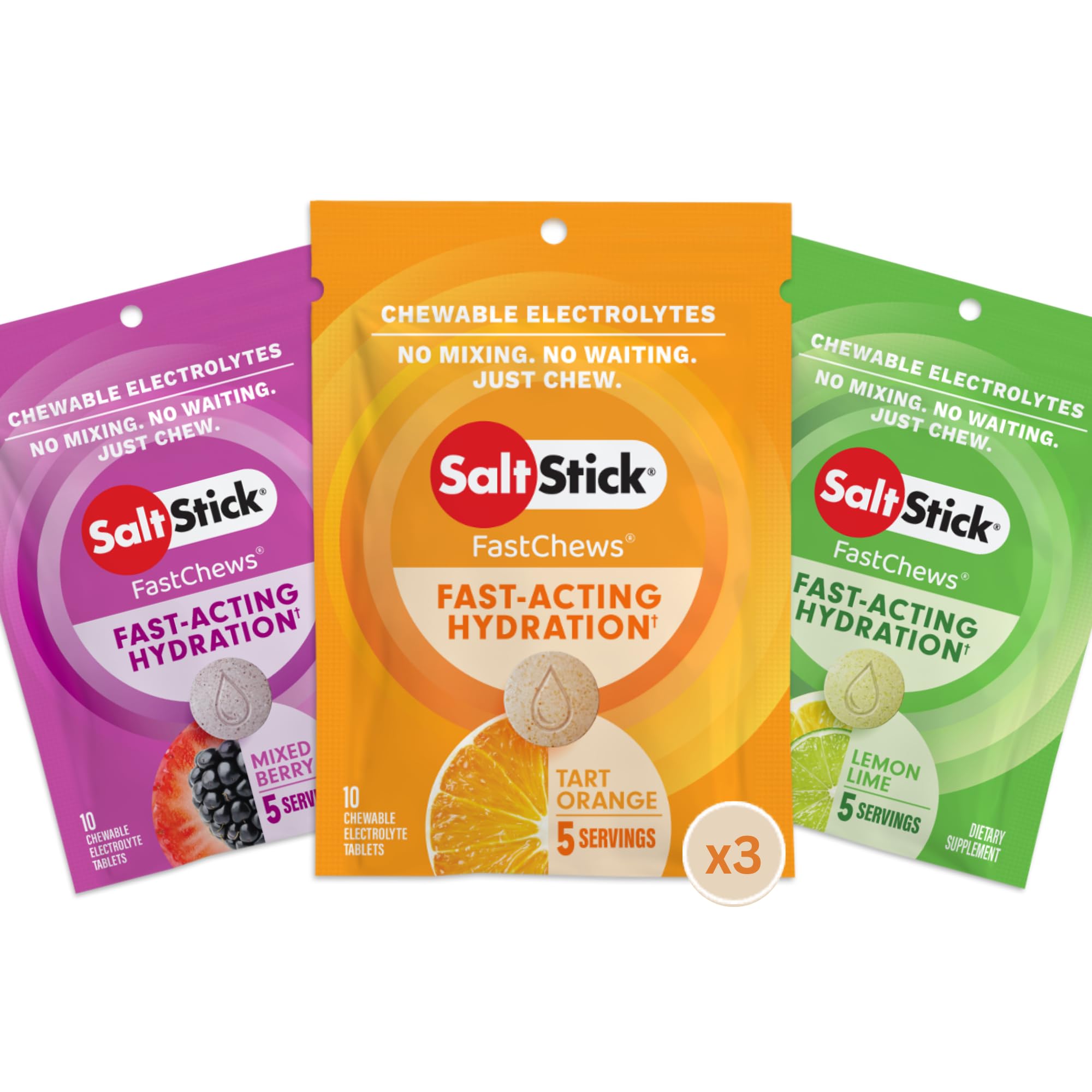 SaltStick FastChews: boîte de 90 comprimés à mâcher pour hydratation rapide.