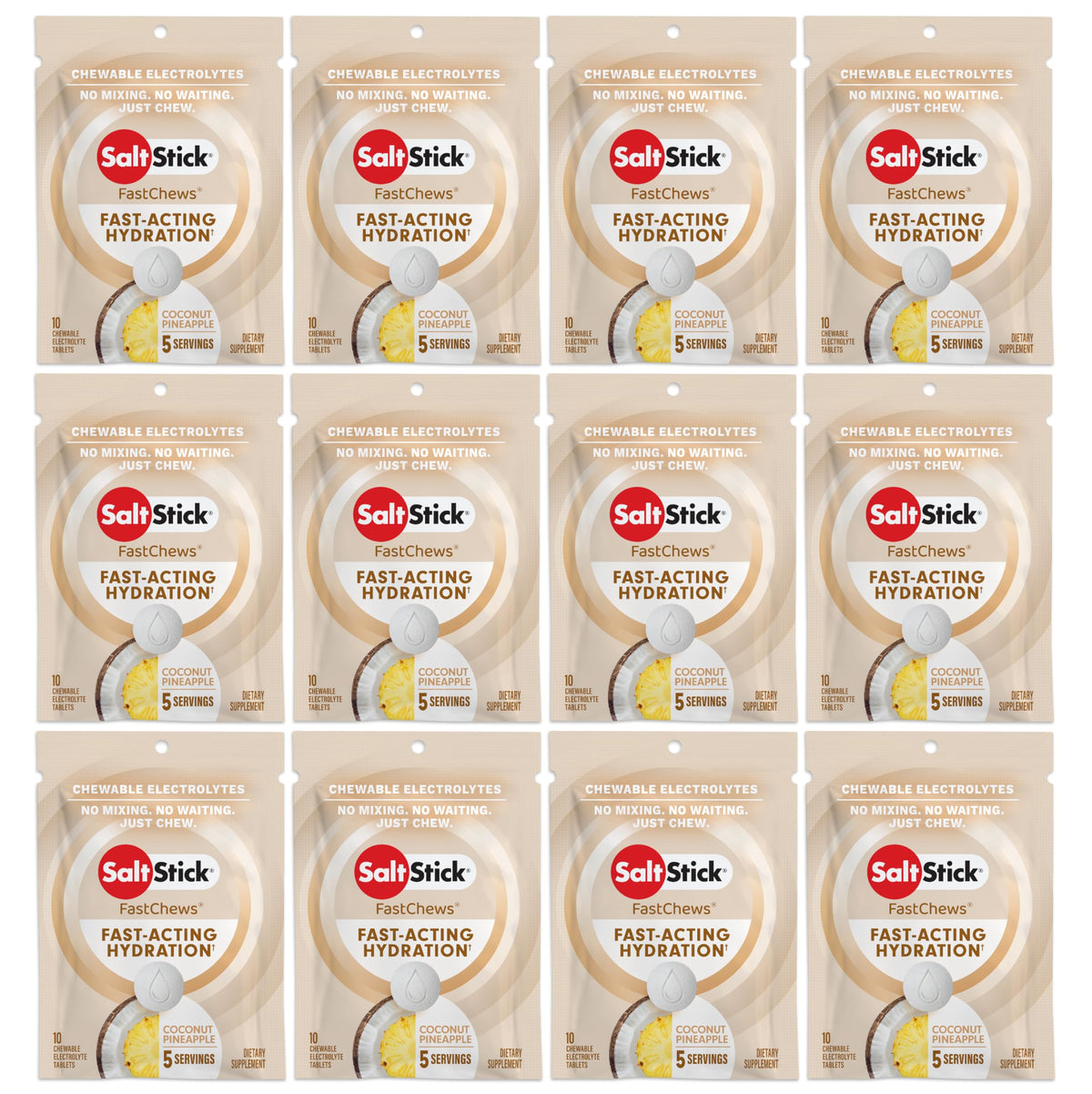 SaltStick FastChews emballage coco-ananas, option pratique pour hydrater pendant l’effort.