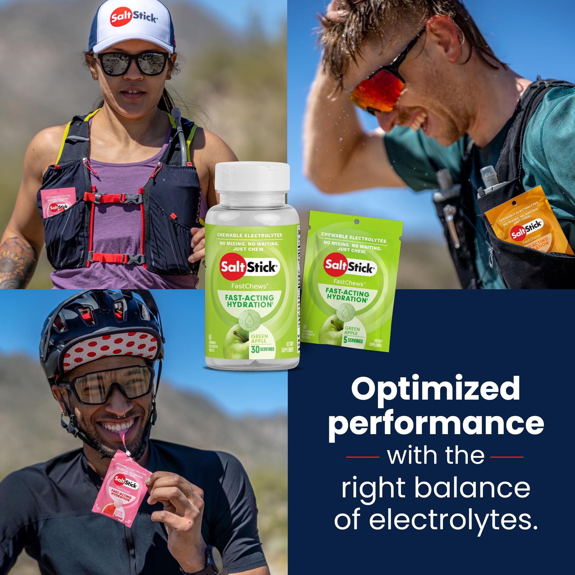 SaltStick FastChews saveur pomme verte pour hydratation en mouvement