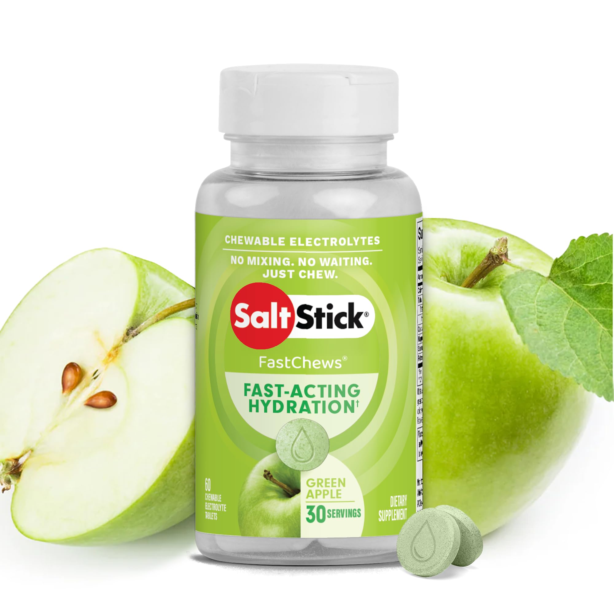 SaltStick FastChews pomme verte, tablettes hydratation et énergie pendant l'effort