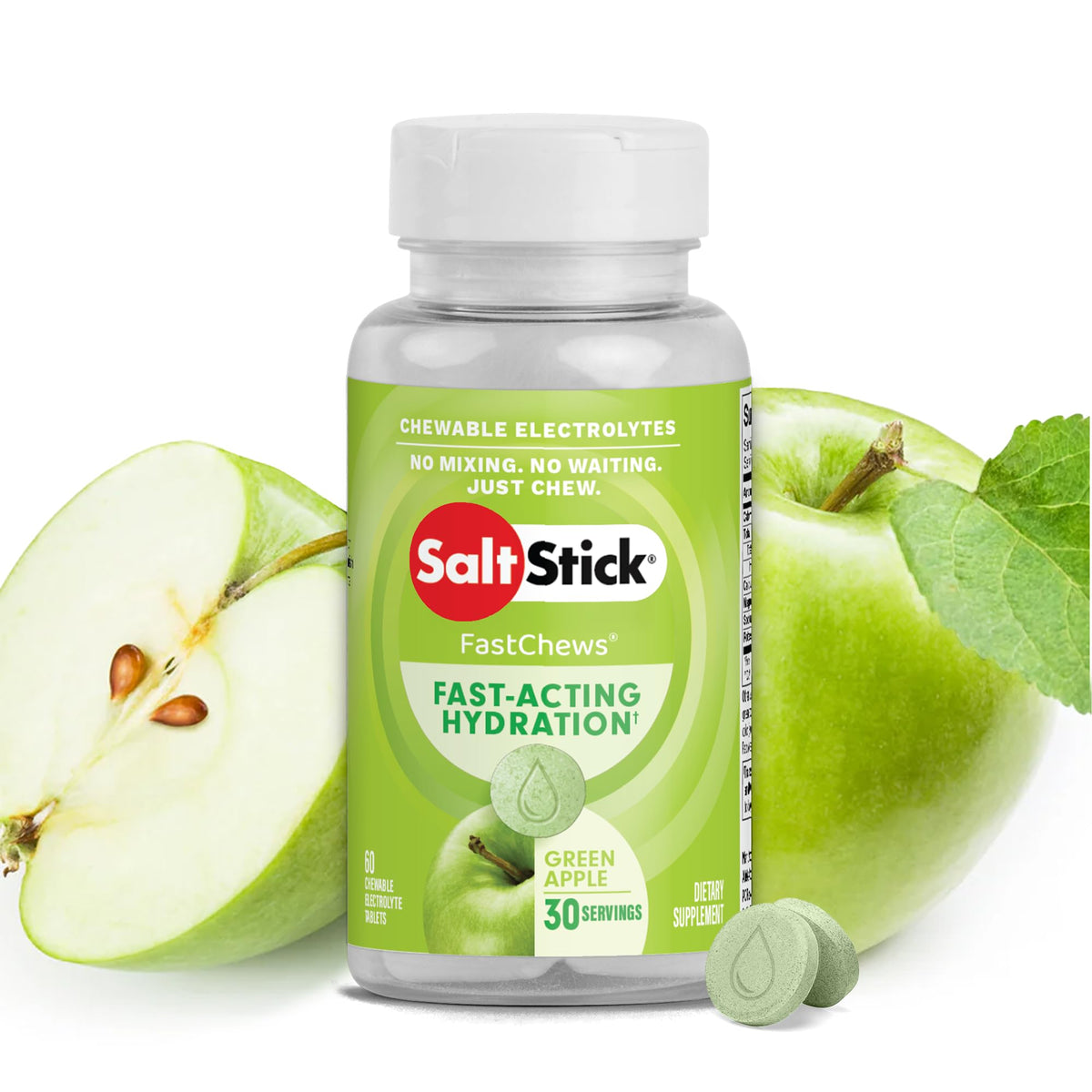 SaltStick FastChews pomme verte, tablettes hydratation et énergie pendant l'effort