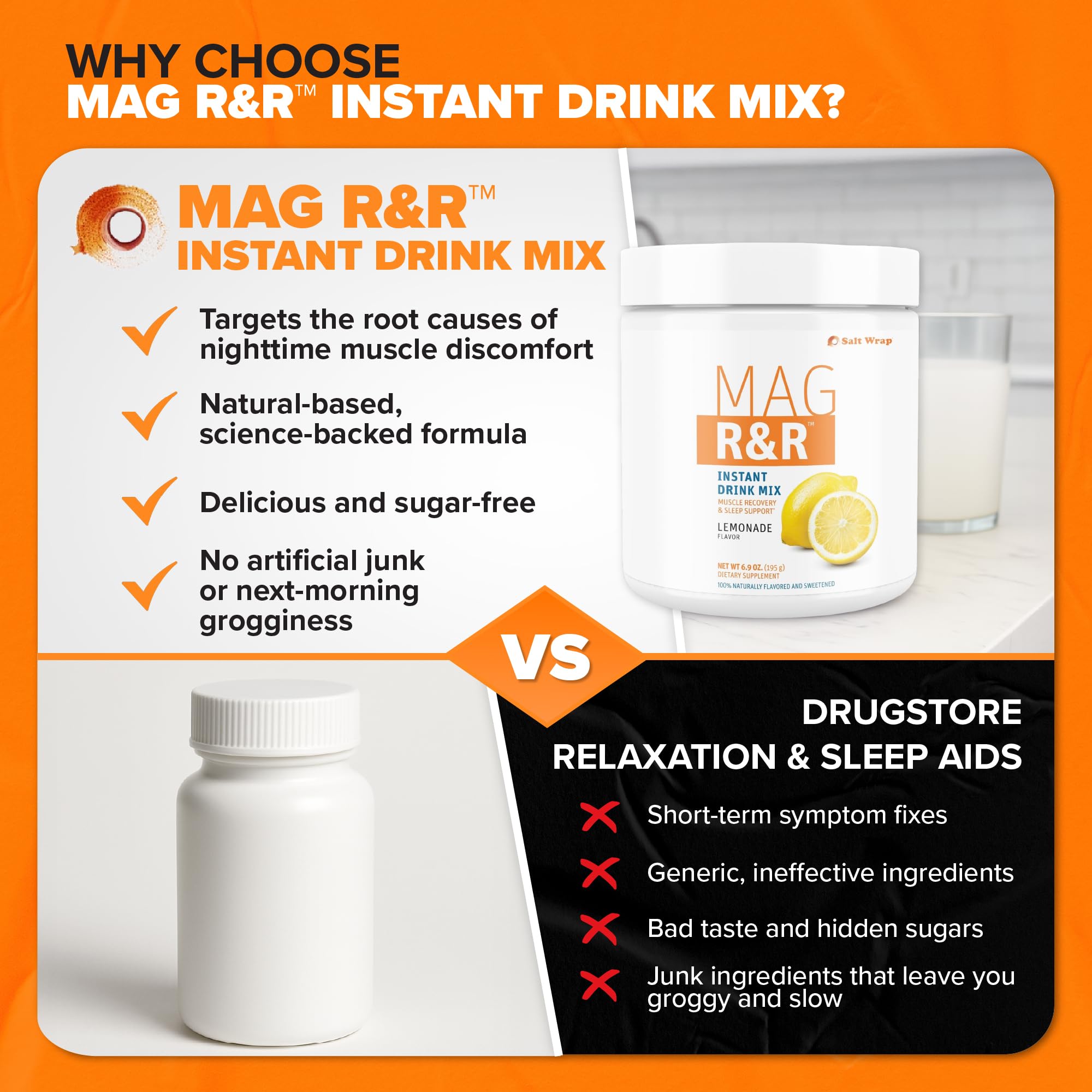SaltWrap Mag R&R — étiquette FiberSMART indiquant l'apport en fibres pour digestion douce et absorption.