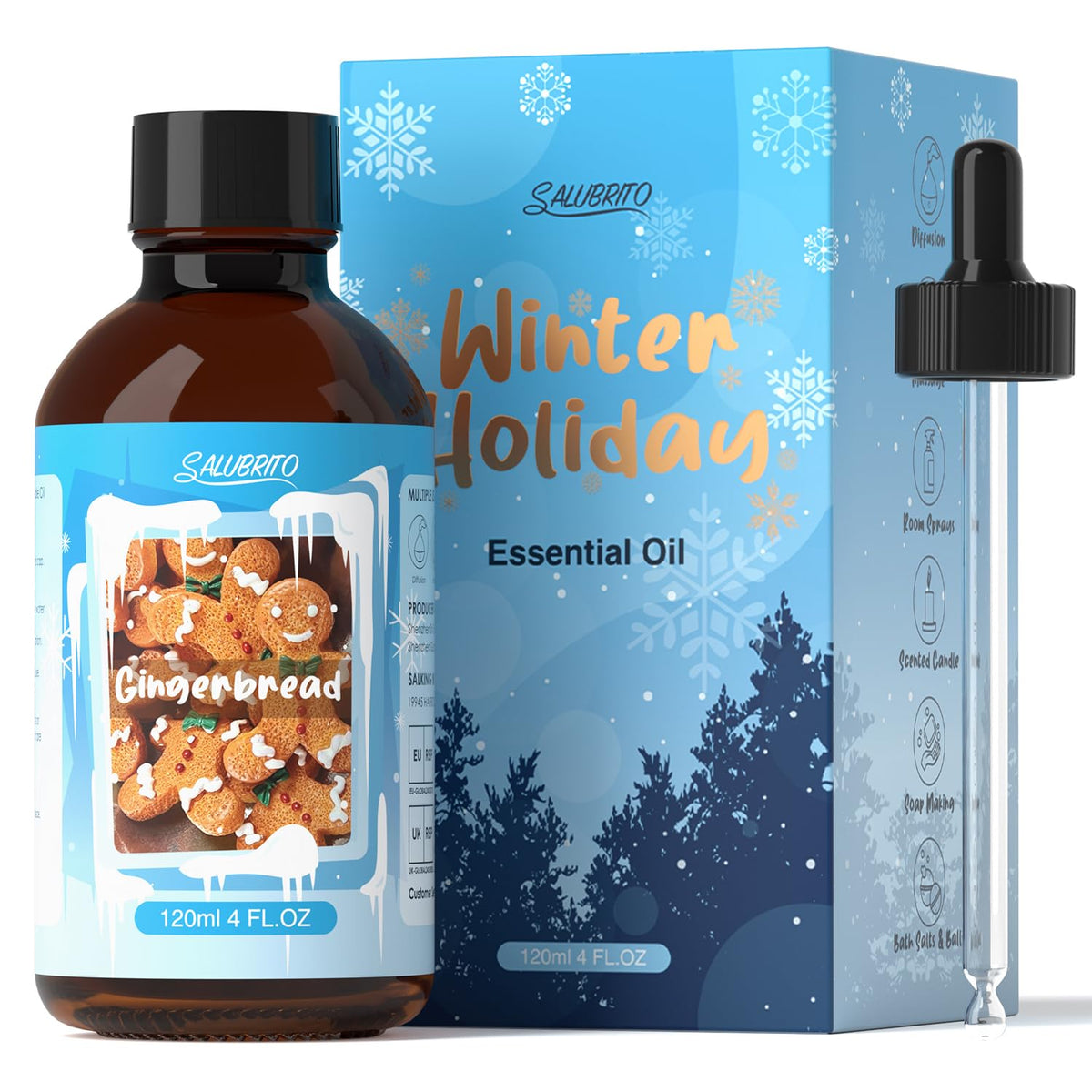 Salubrito huile pain d'épice, bouteille concentrée pour diffusion aromatique.