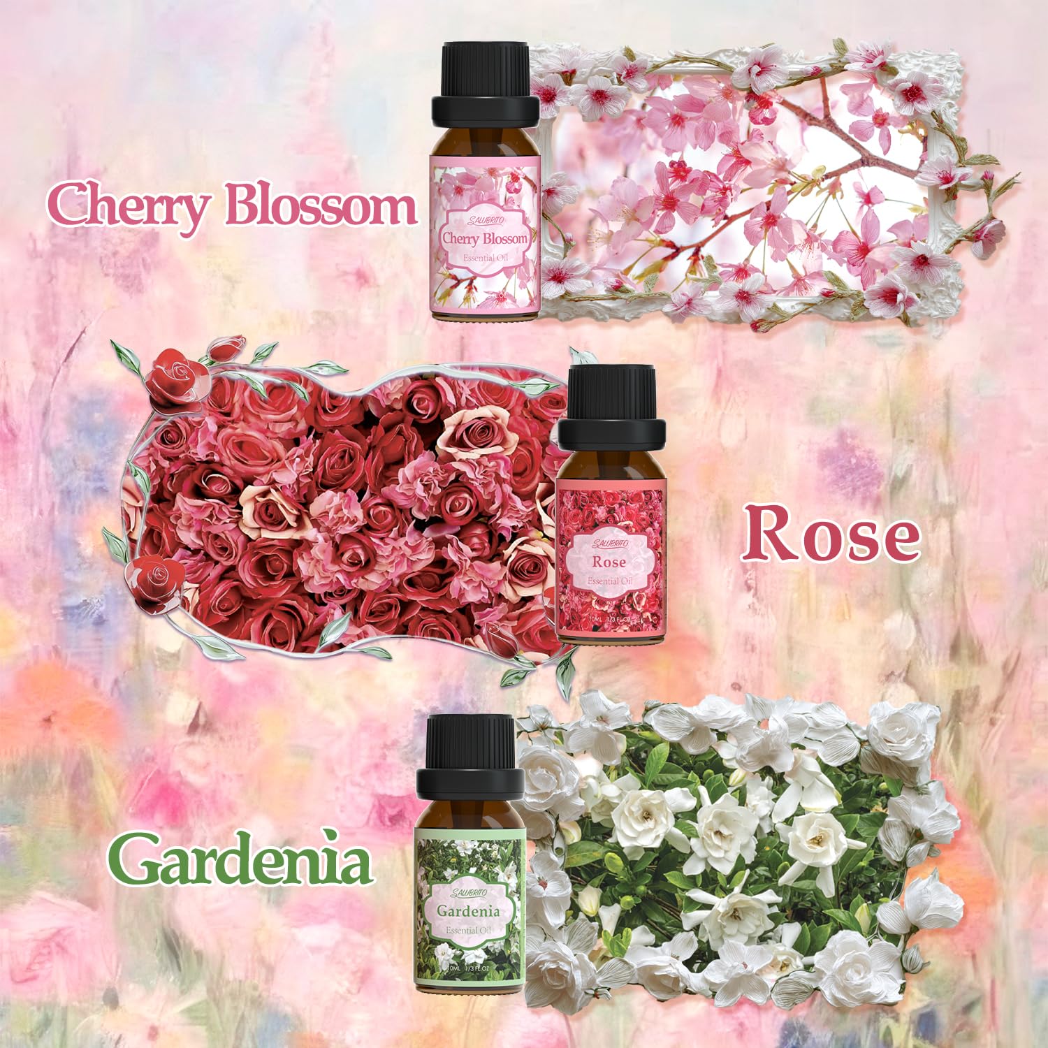 Salubrito huile rose pour diffuseur, senteur romantique et enveloppante