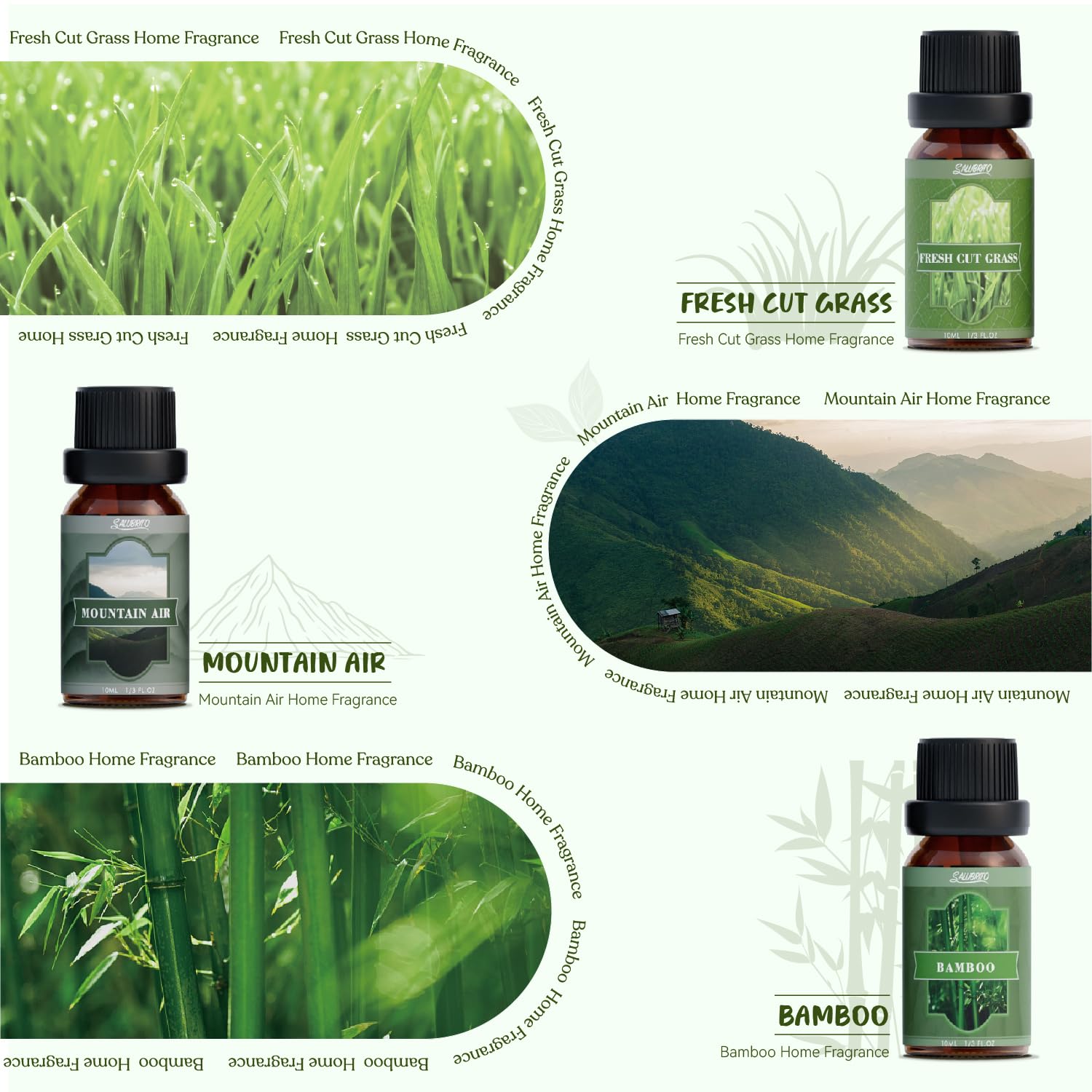 Salubrito Nature huile herbe-fraiche: parfum vert pour sprays et bougies maison