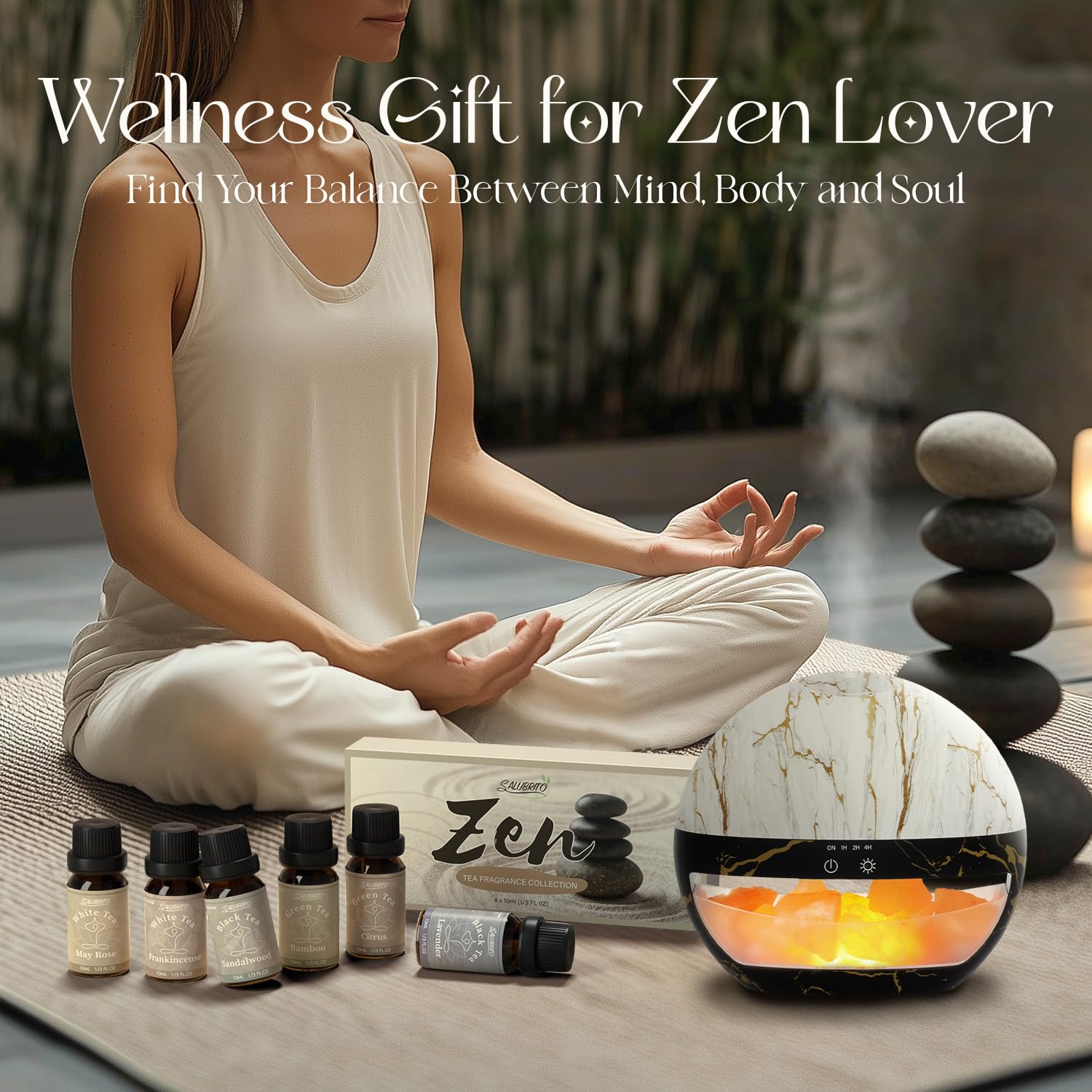 Salubrito Zen Set: thé blanc et encens pour douceur spirituelle et fin de journée