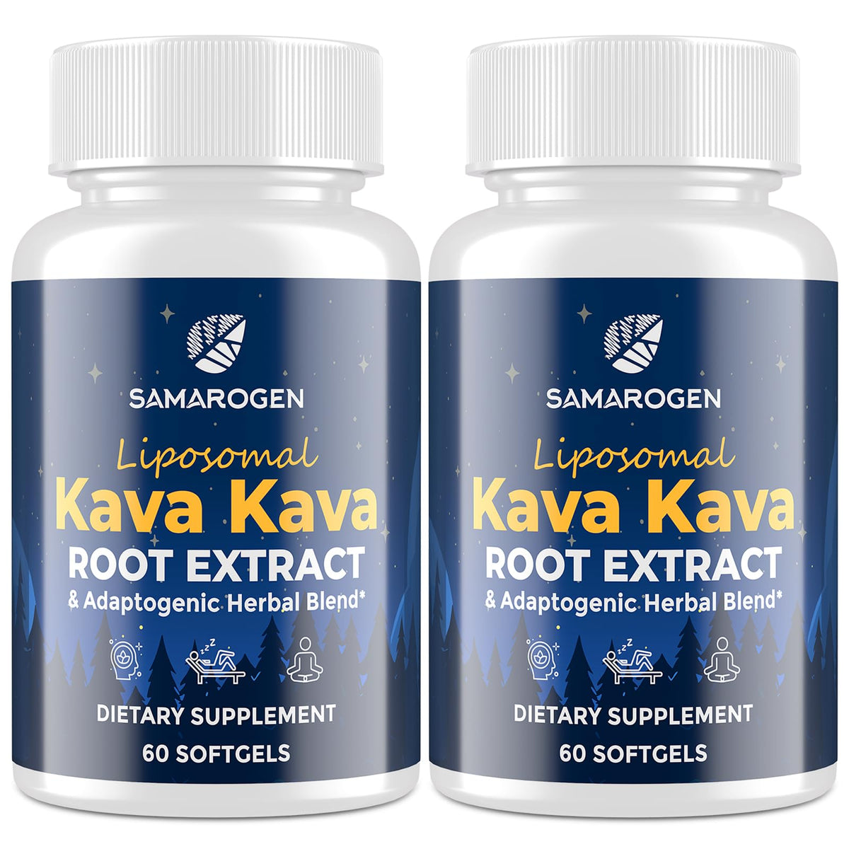 Samarogen kava kava liposome: bouteille et capsules détente rapide