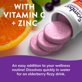 Sambucol – flacon avec vitamine C et zinc, alliance nutriments fortifiants.