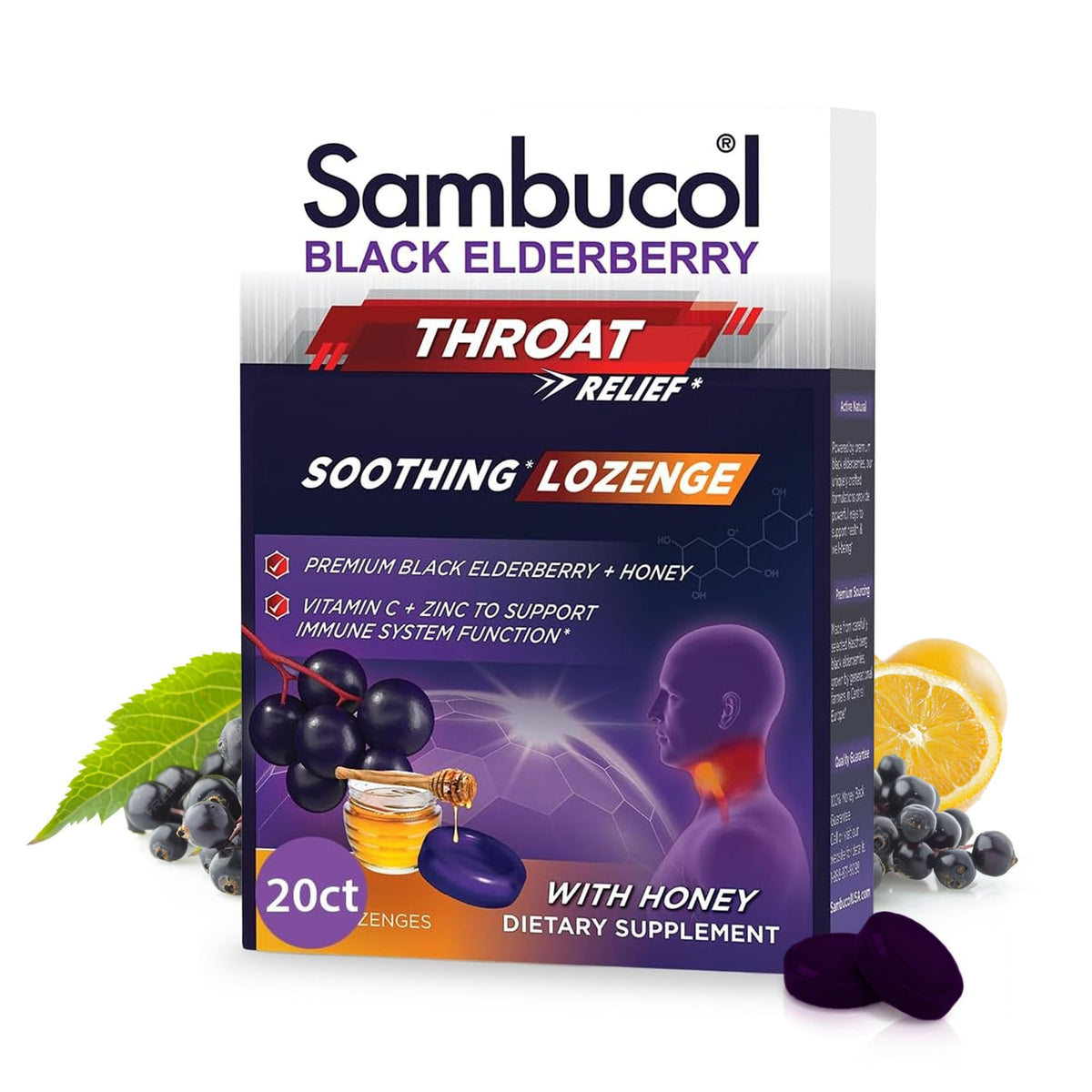 Boîte Sambucol Pastilles, pratique à emporter en voyage.