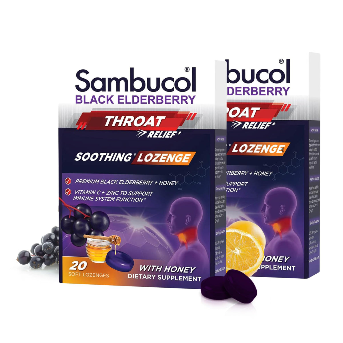Pastilles Sambucol au sureau noir et miel, douceur pour gorge