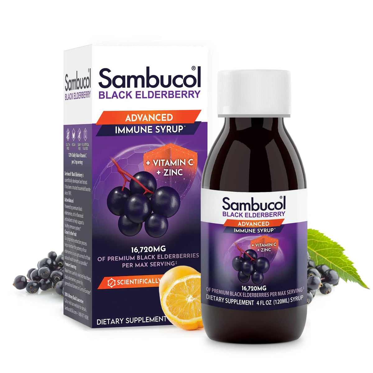Sambucol Sirop Sureau Noir – bouteille adultes, soutien immunitaire potentiel.