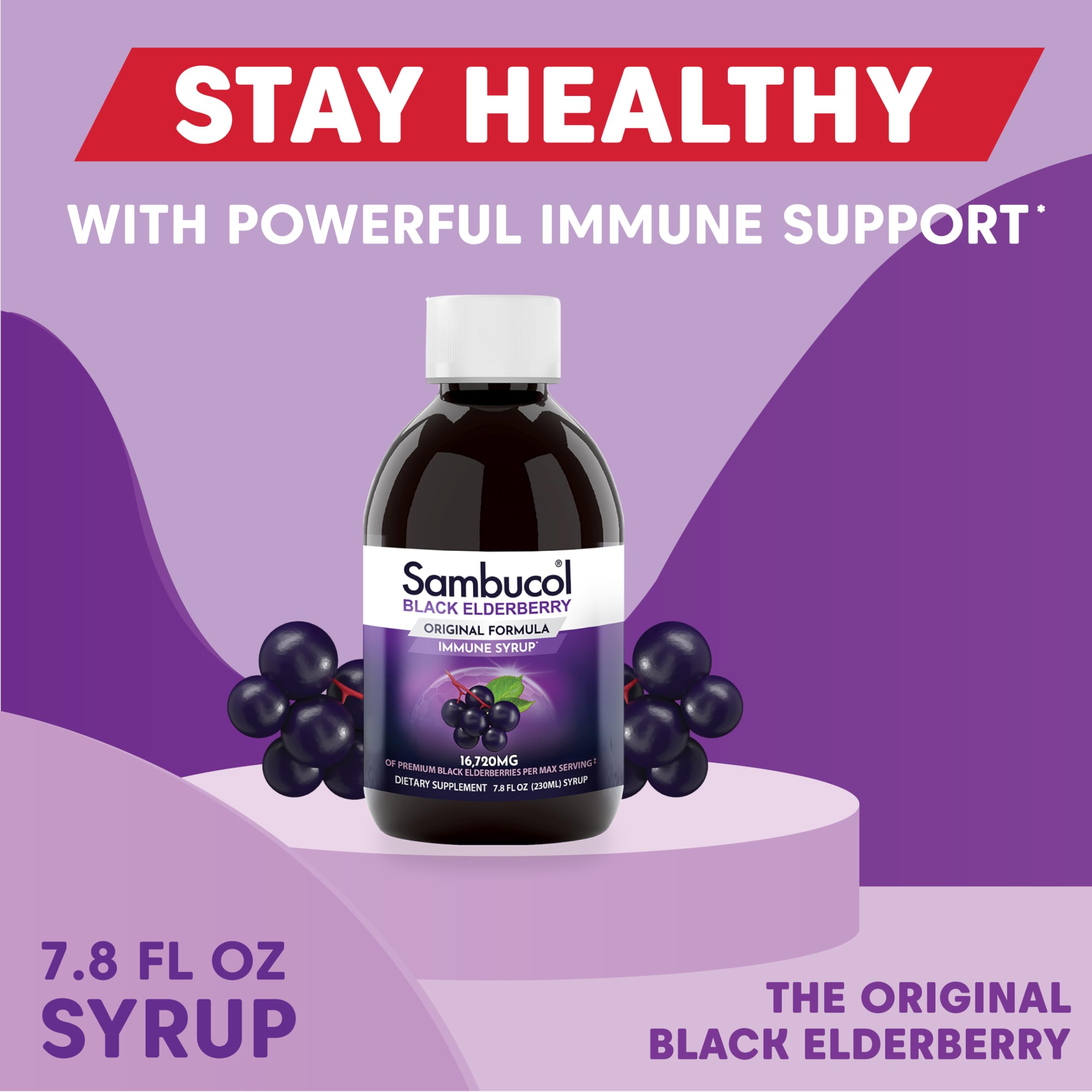 Sambucol Sirope Sureau Noir — idéal pour adultes, usage pratique à l'heure du goûter.