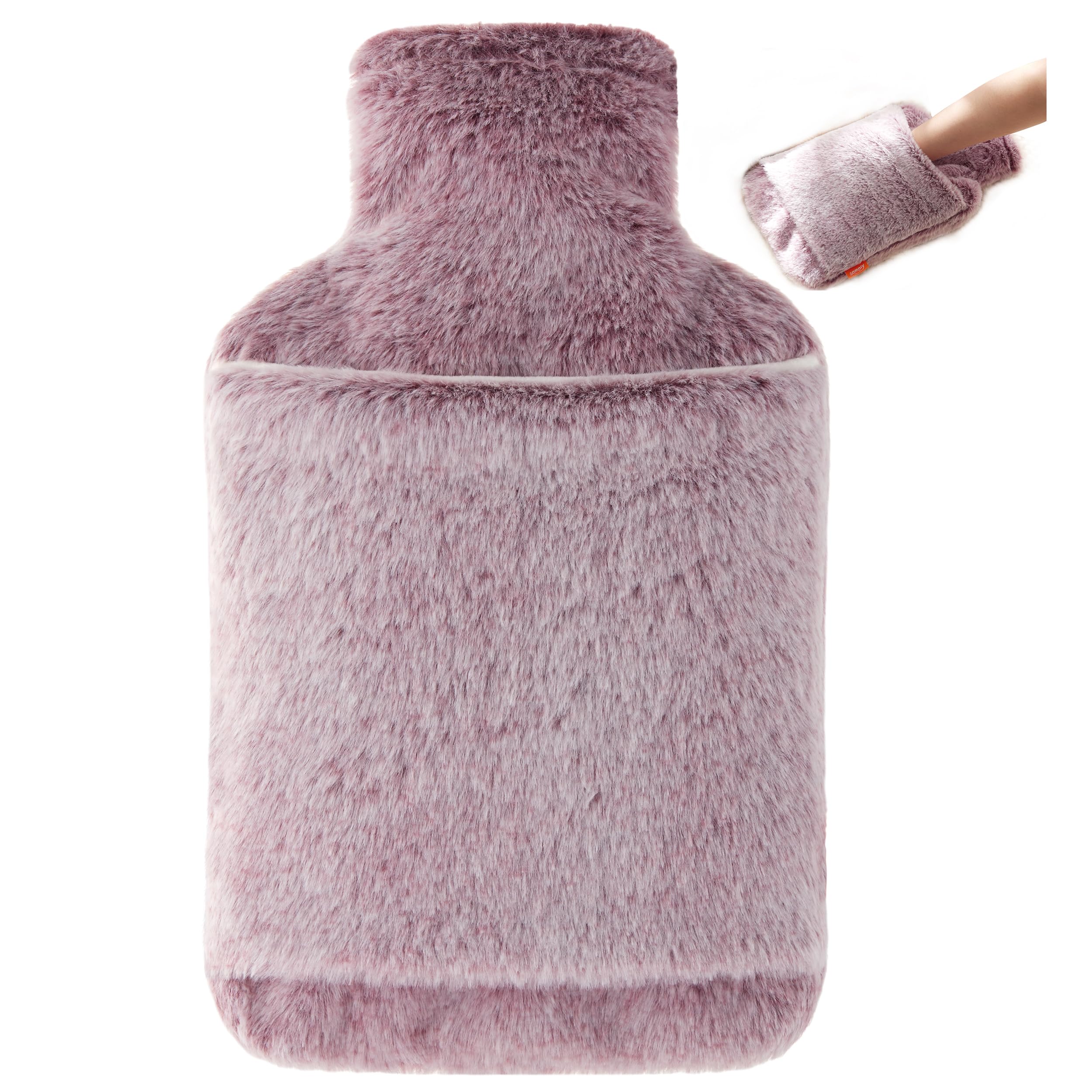 Bouillotte Samply 2L avec poignée pour les mains, couleur rose, chaleur pratique.