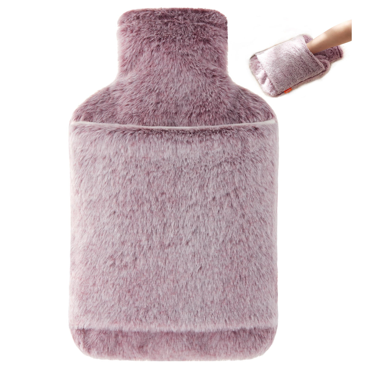Bouillotte Samply 2L avec poignée pour les mains, couleur rose, chaleur pratique.