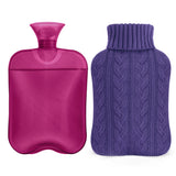 Bouteille Samply avec housse tricot violet, chaleur douce pour les mains.