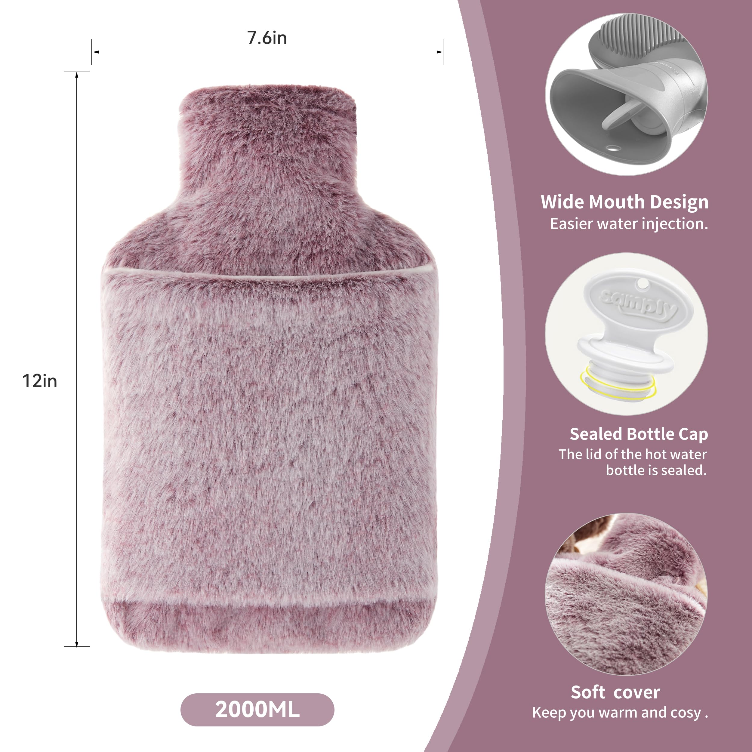 Capacité 2L, bouillotte Samply prête à remplir et chauffer.