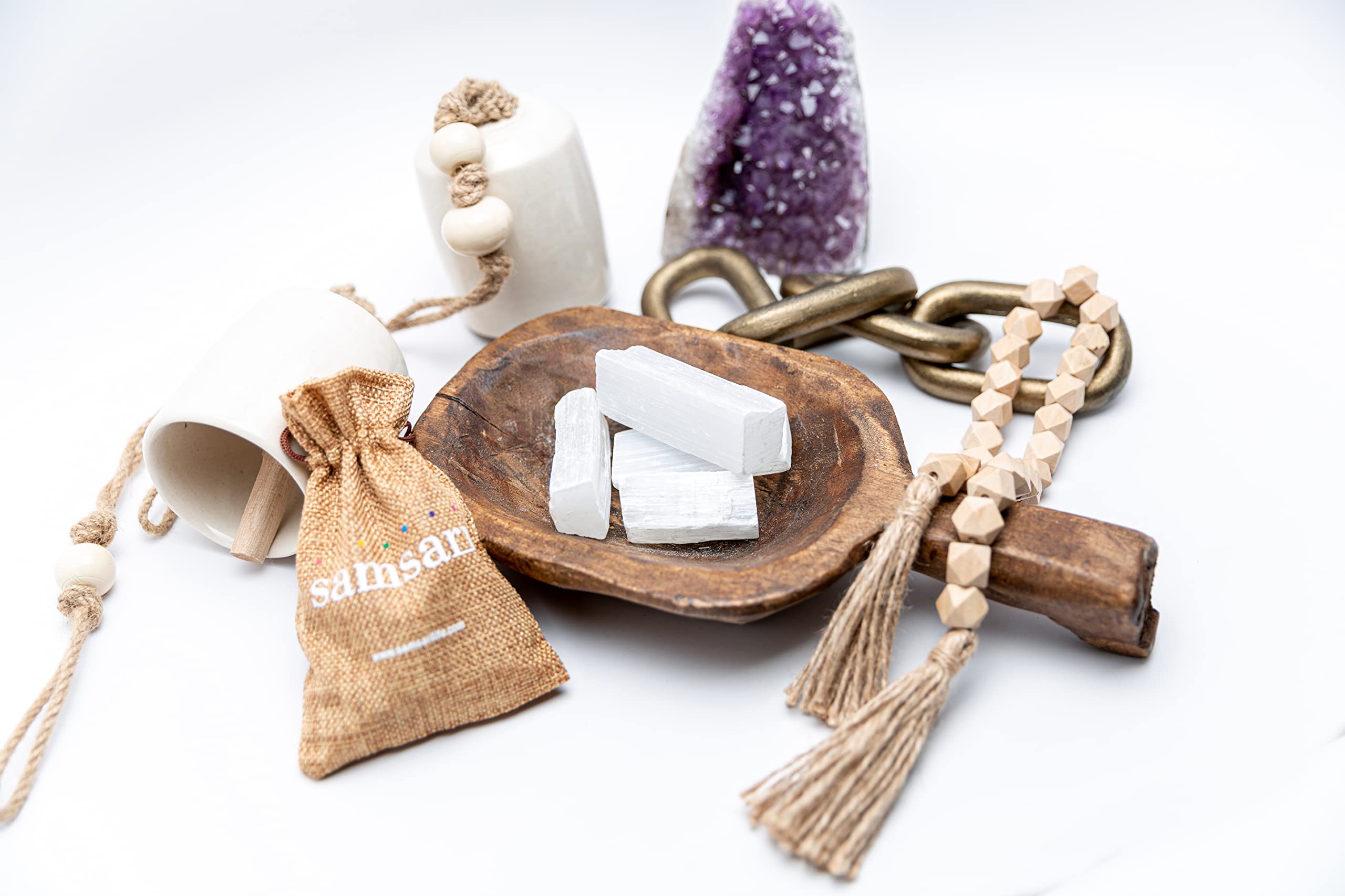 SAMSARI ensemble bijoux sélénite, prêt pour cablage et créations décoratives.